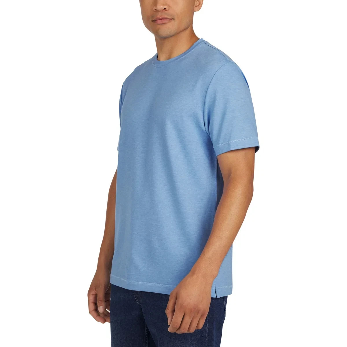 Lands’ End Men’s Classic Fit 4-Way Stretch Tee, Blue, Size S