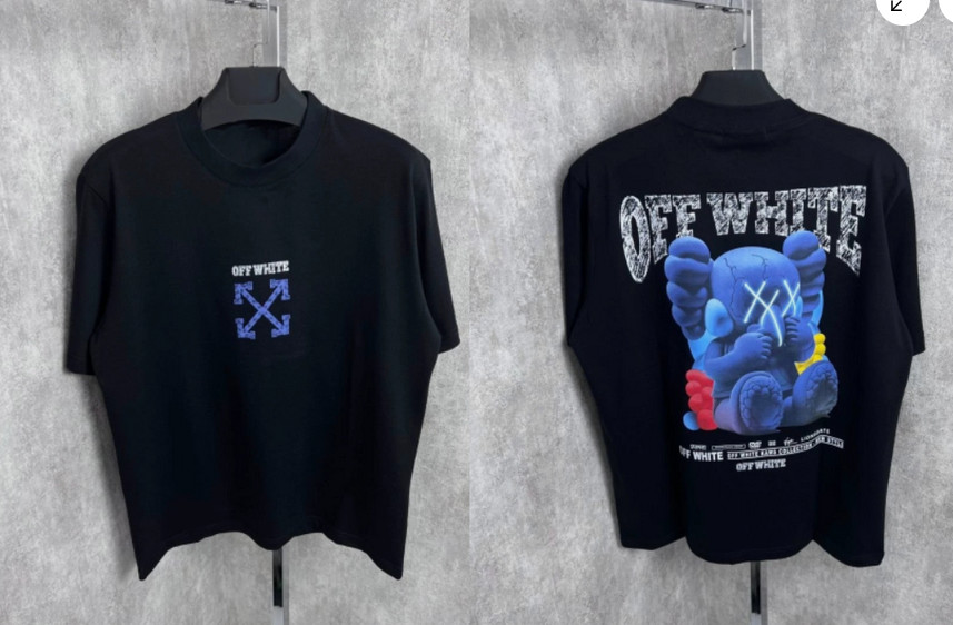 Off-White Men Black Graphic T-Shirt Casual Streetwear Cotton Tee Reprint S-5XL