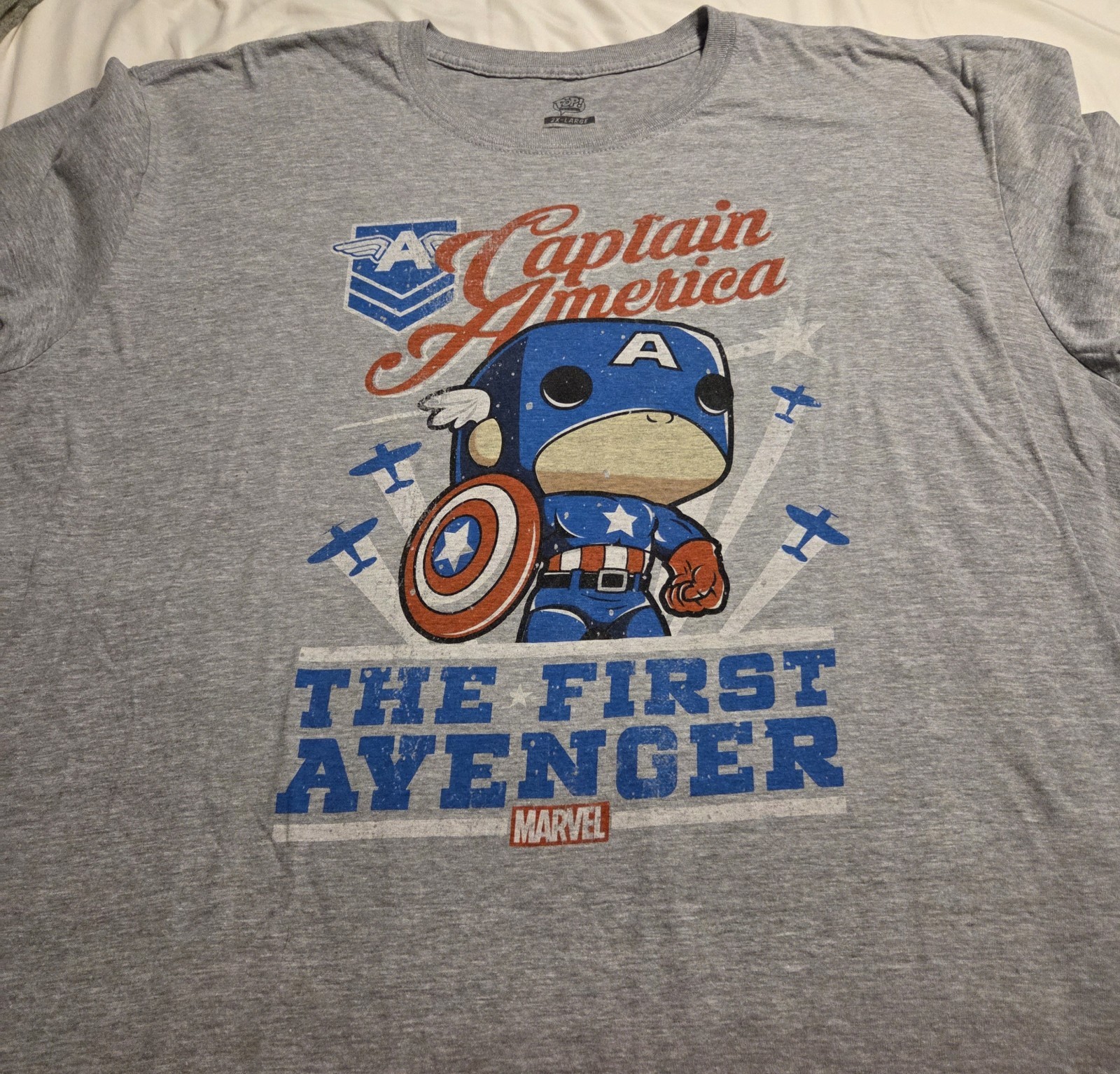 Funko Pop! Marvel Captain America First Avenger Gray Graphic T-Shirt 2XL
