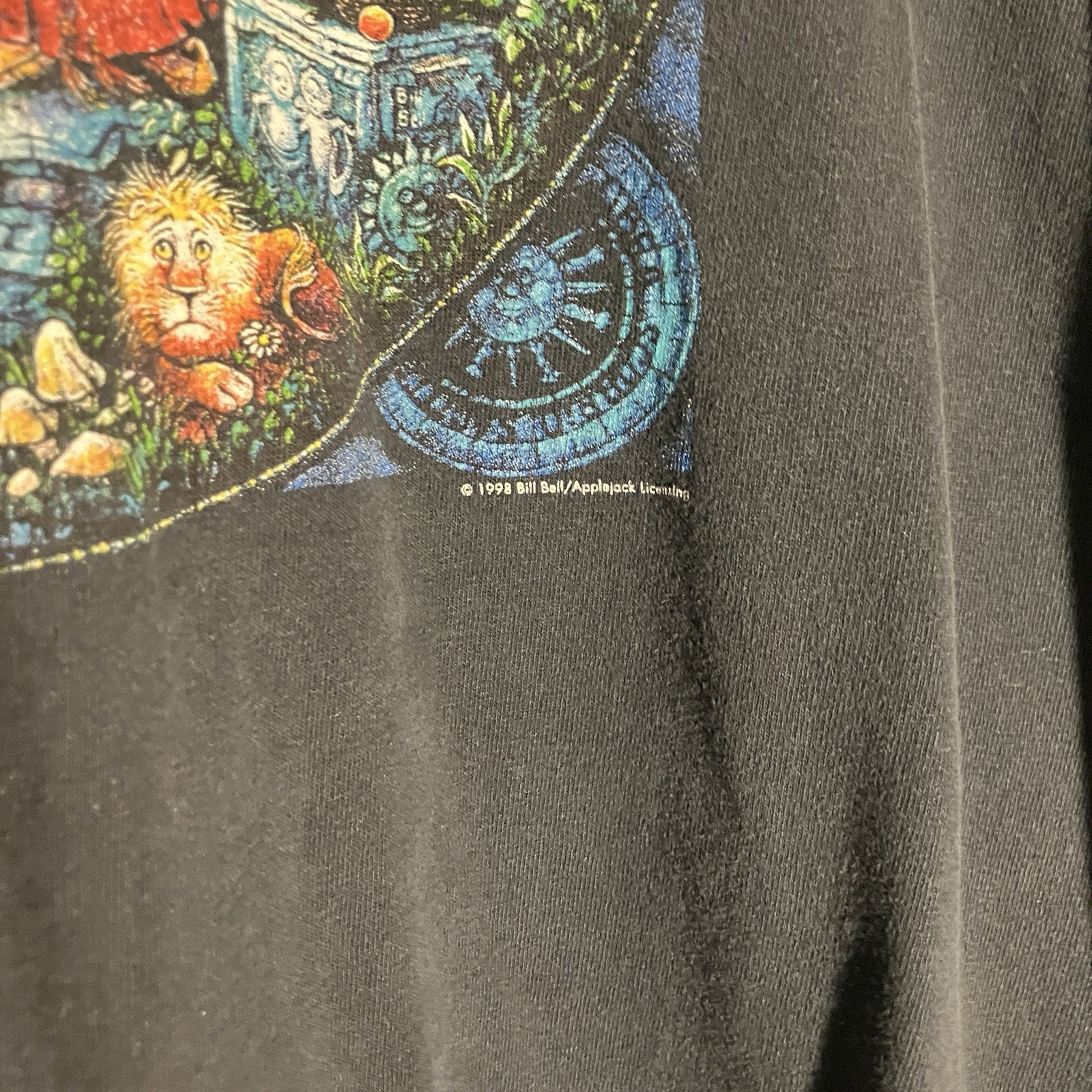 Black 1998 Bill Bell Applejack Vintage Art Astrology Horoscope Long Sleeve XL