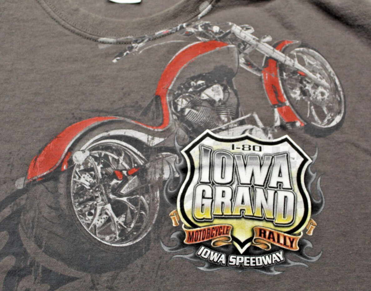 I 80 Iowa Grand Motorcycle Rally Iowa Speedway Gray Pullover T Shirt Men’s XL