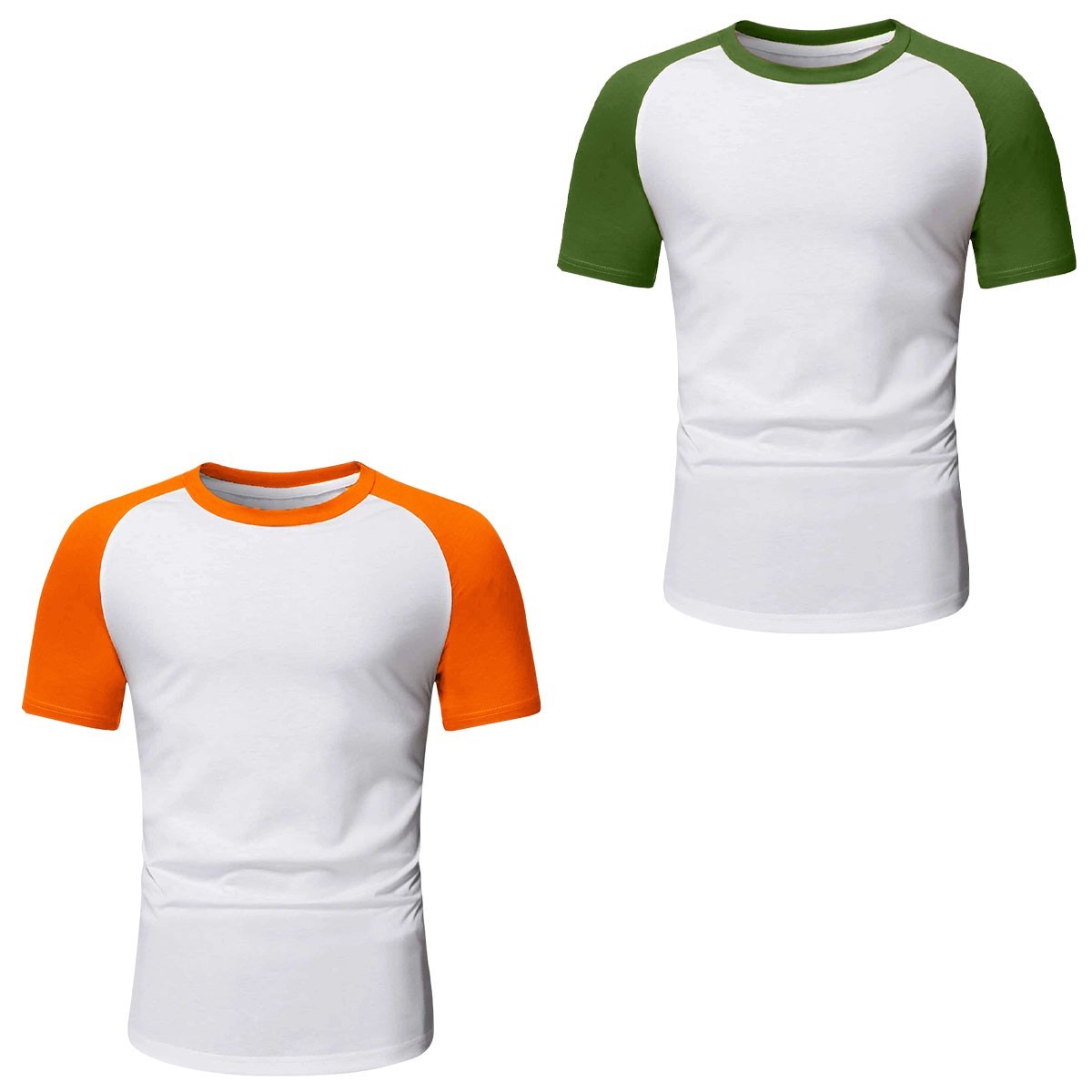 Mens Short Sleeve T Shirt Raglan FOLT Contrast Baseball 100% Cotton New Tee Tops