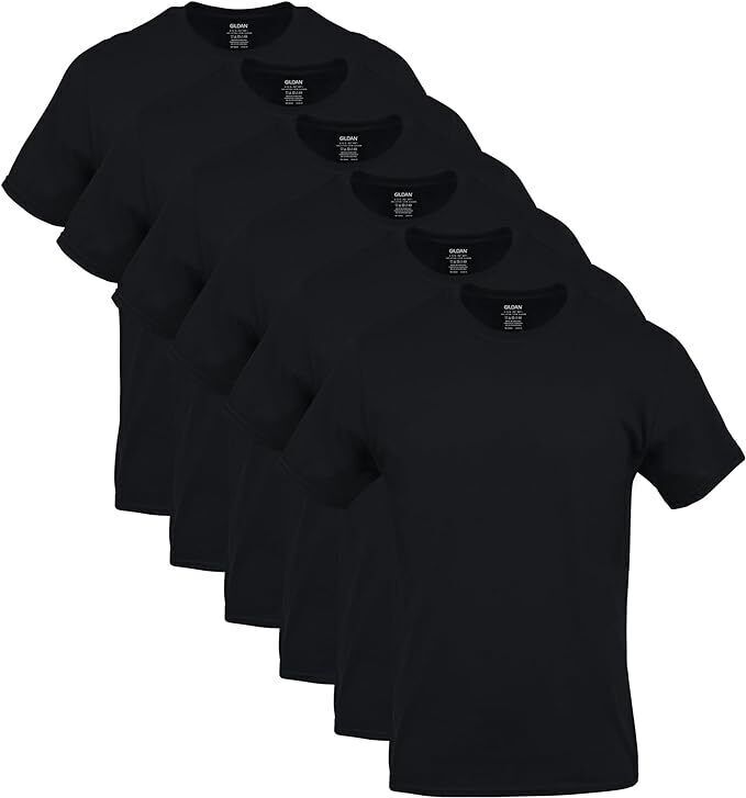 Gildan (6-pack) Black Solid Ultra Cotton Short Sleeve Blank Tee T-Shirt S-XL