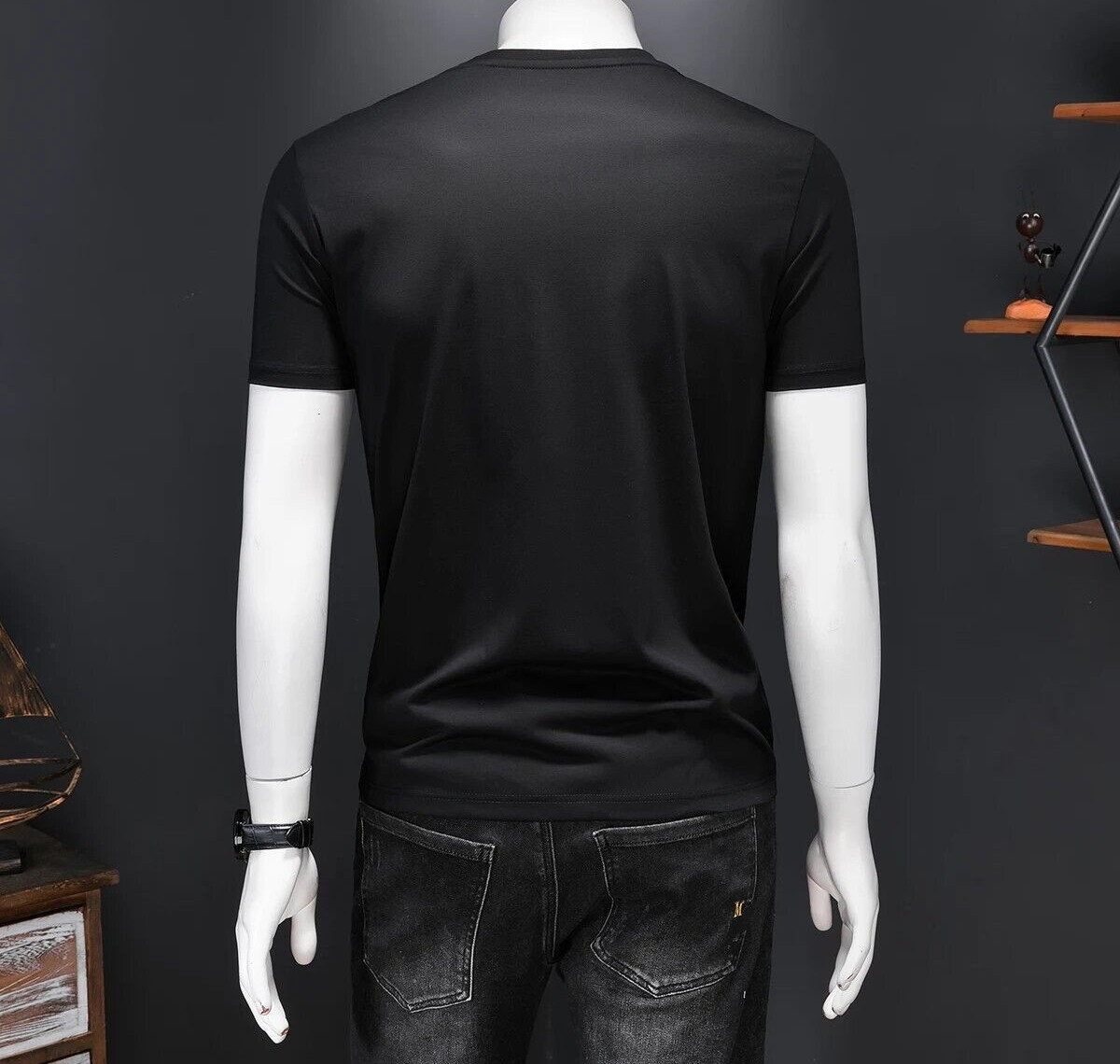 New Men Luxury Diamond Dragon Rhinestones Fashion T-Shirt High Quality