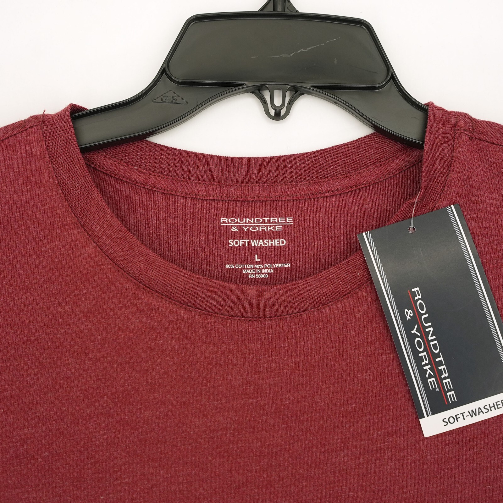 Roundtree & Yorke Men’s Short-Sleeve Shirt L Red Heather Soft-Washed NWT