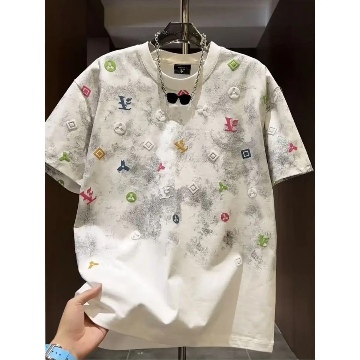 Men’s Trendy Tie-Dye Short Sleeve T-Shirt Summer Casual Slim Fit Crew Neck Top