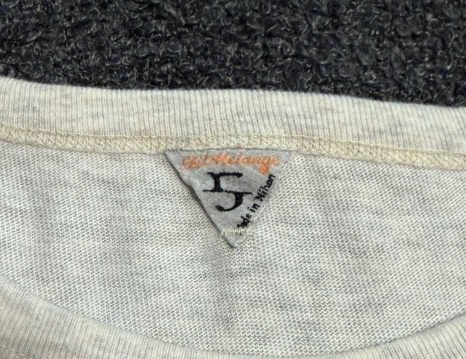 FilMelange Organic Cotton Pocket Tee Gray White Size 5 XL Made in Japan