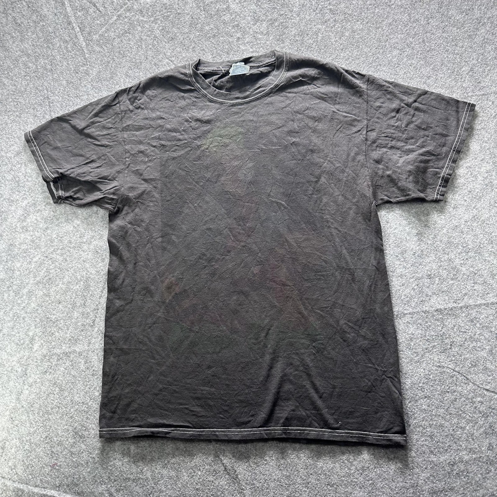 Port Company Shirt Mens M Black Crewneck T-Shirt Cotton Contrasting Trim