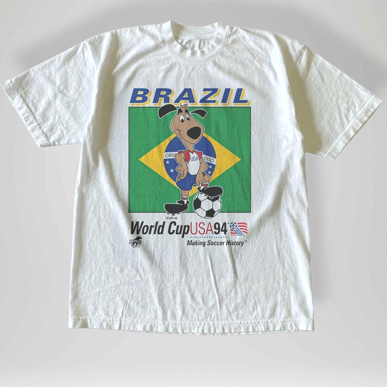 Vintage 1994 WC Brazil Soccer T Shirt Retro Football Tee S-5XL
