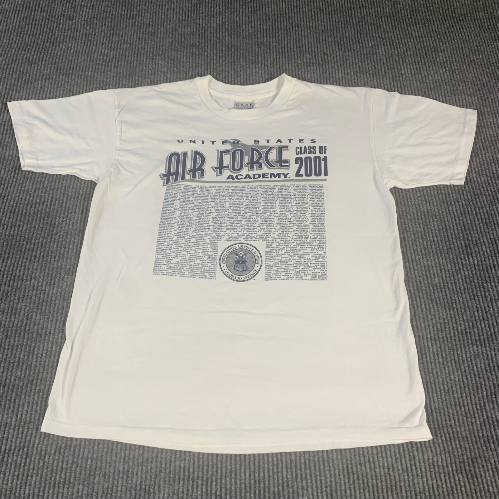 VTG Gear For Sports T Shirt Mens XL White Air Force Academy 2001 USA Y2K Retro