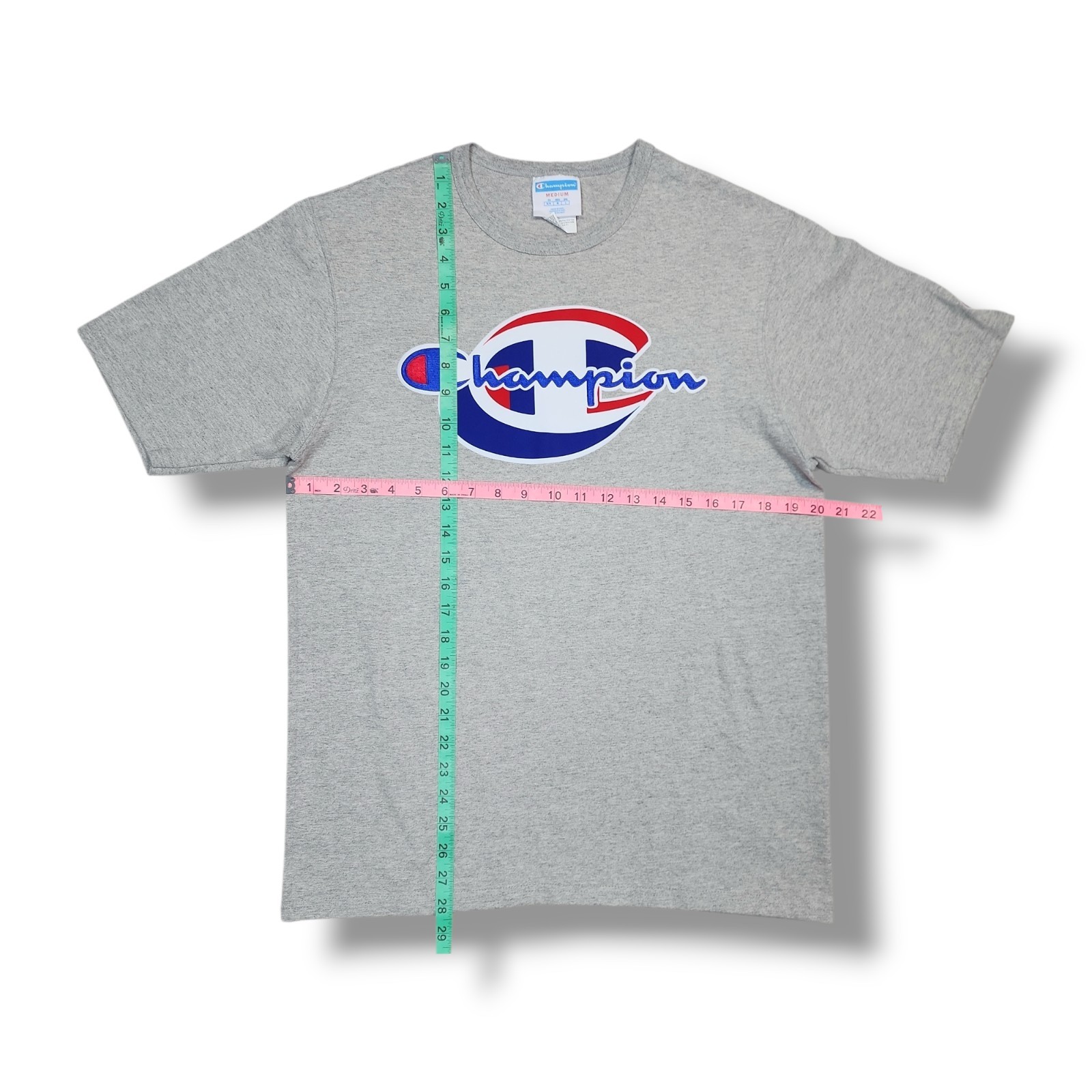 Champion Short Sleeve Crew Neck Big Logo Pullover Gray T-Shirt Men’s M