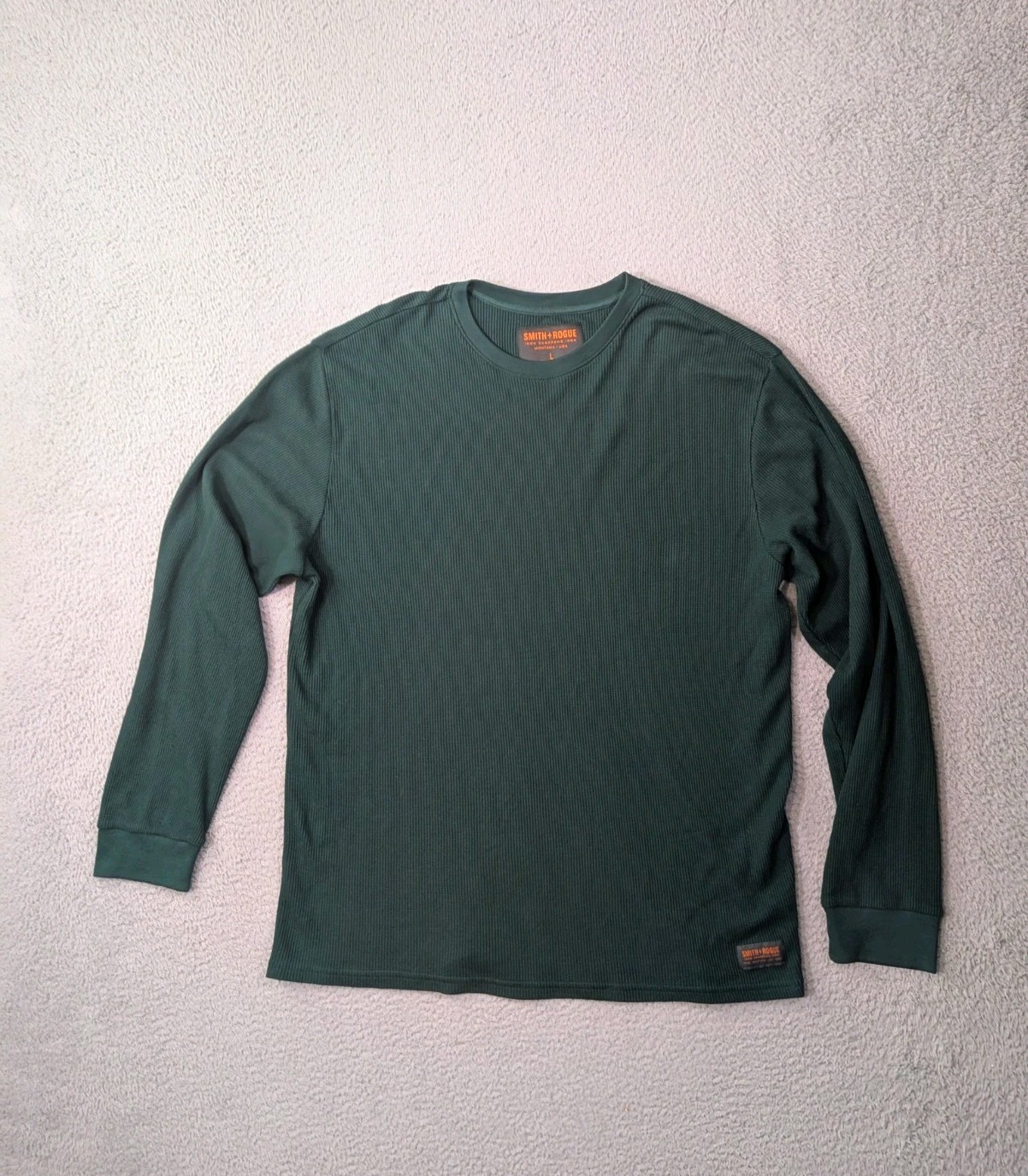 Smith + Rogue Tanguis Cotton Thermal Shirt Mens Large Waffle Long Sleeve Green