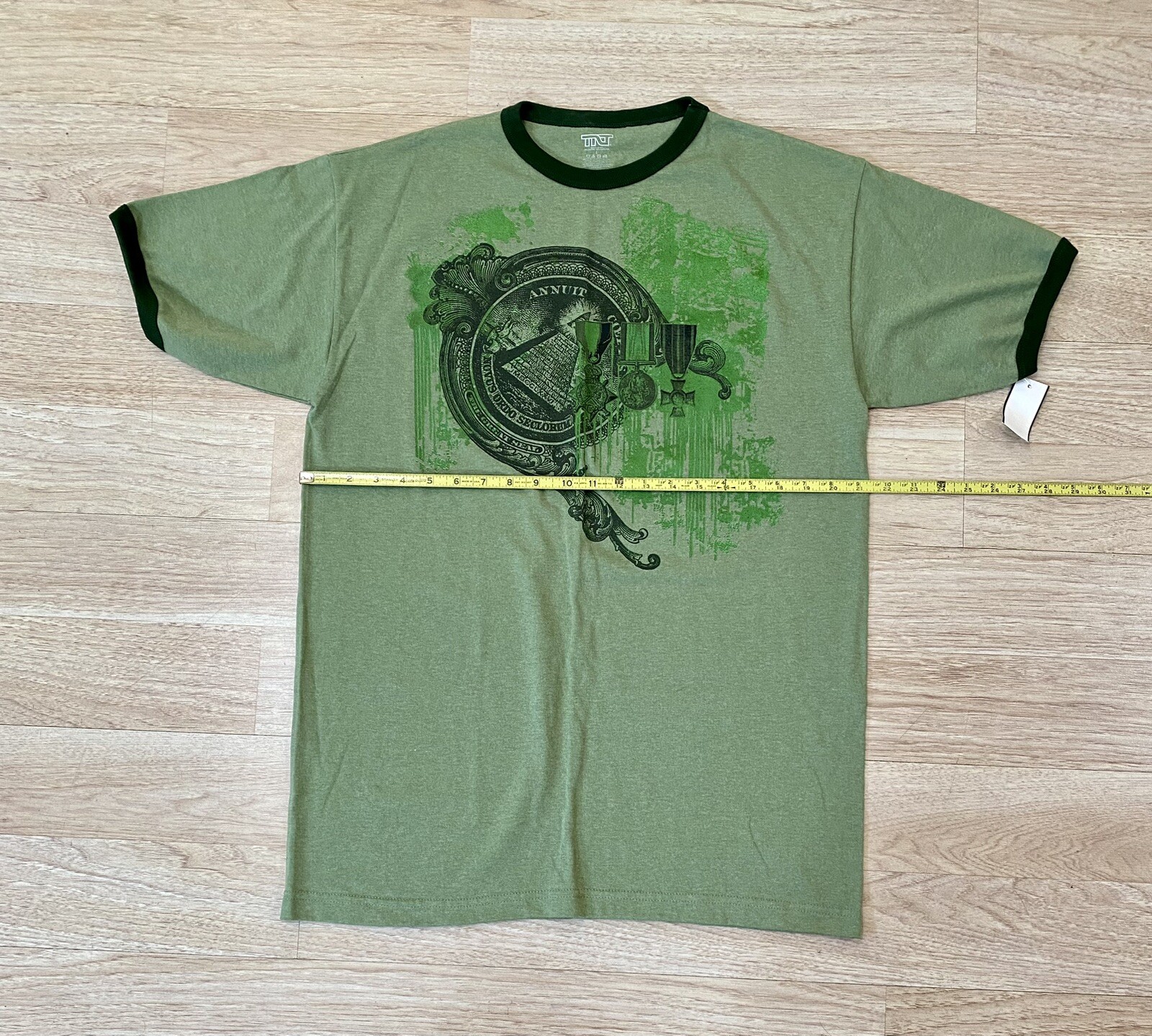 Money Green Short Sleeve T-Shirt Manifest Motivation Cash Men’s Size Large TNT $