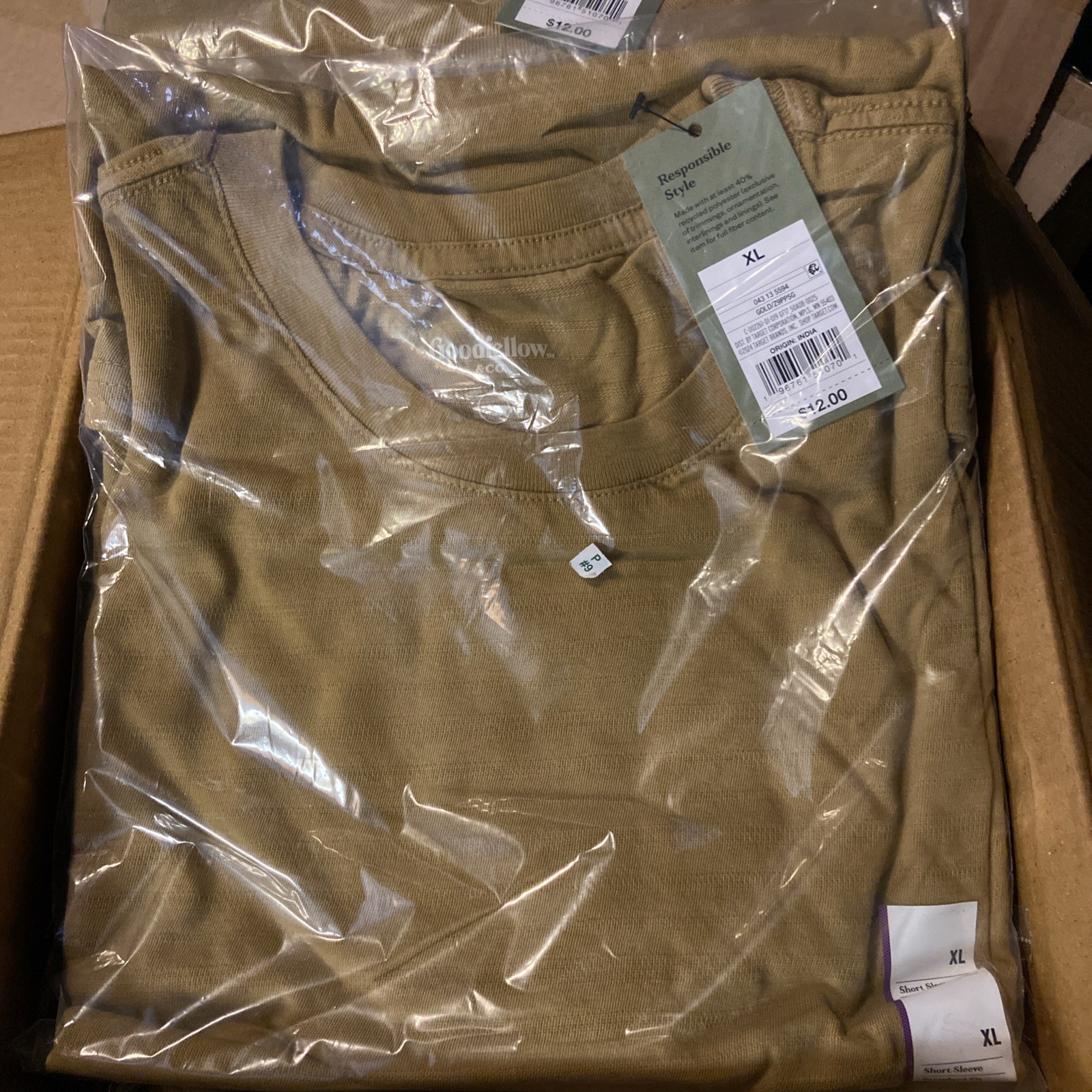 T-Shirt Gold Goodfellow Short Sleeve Mens Size XL Lot Of 12