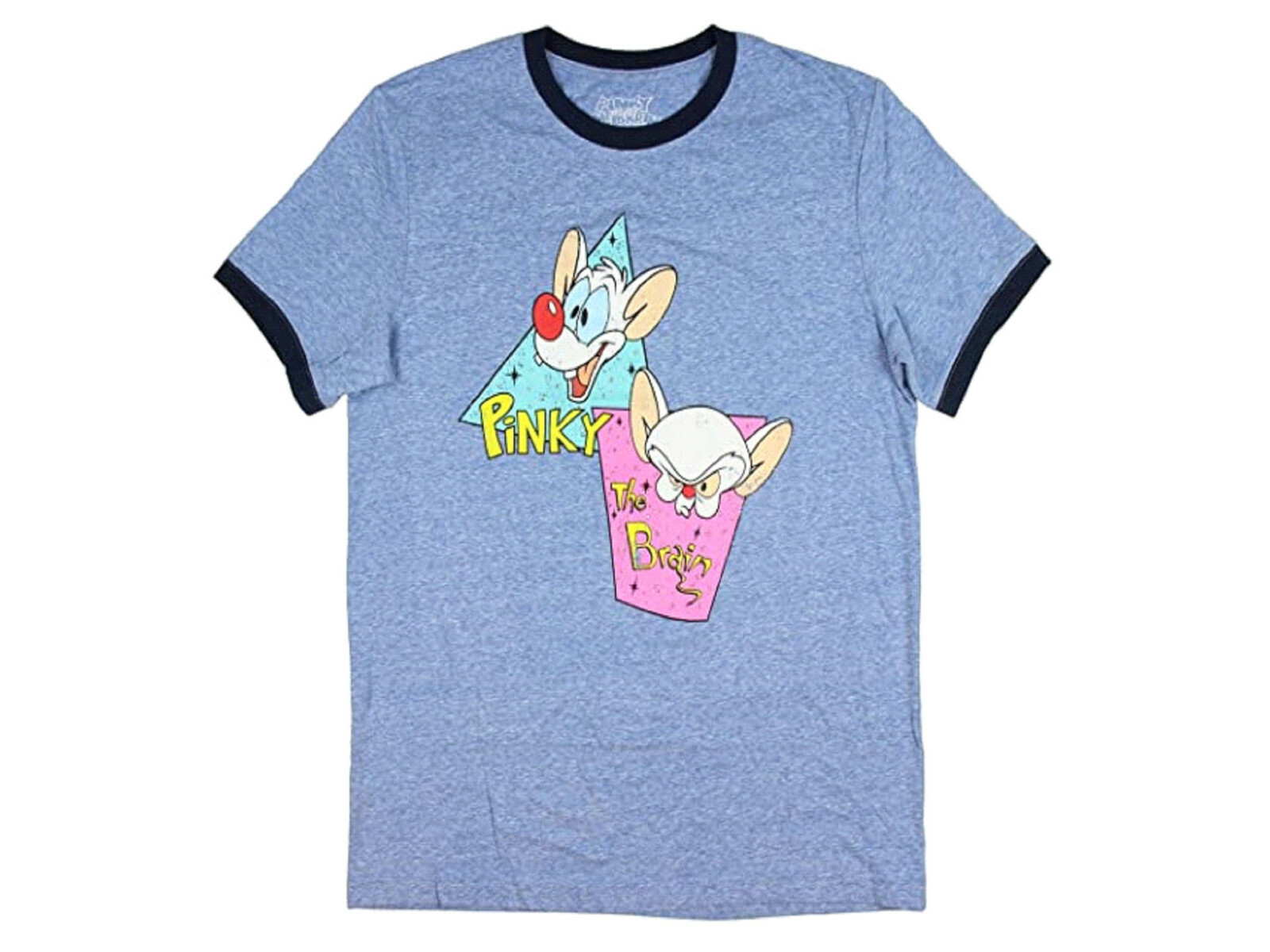 Pinky And The Brain With Distressed Logo Ringer Men’s T-Shirt (Size: Large) NWT