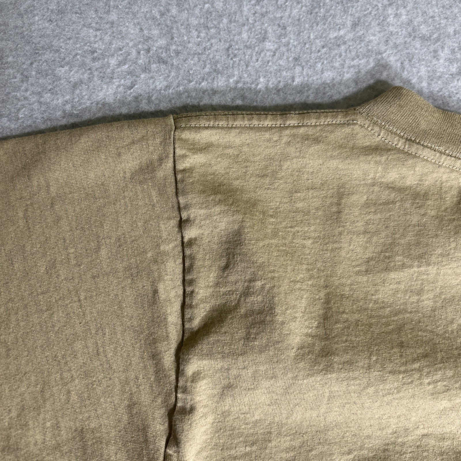 Vtg. 80s/90s Alore Single Stitch Blank Tan T-Shirt Small Made in USA Slub Cotton