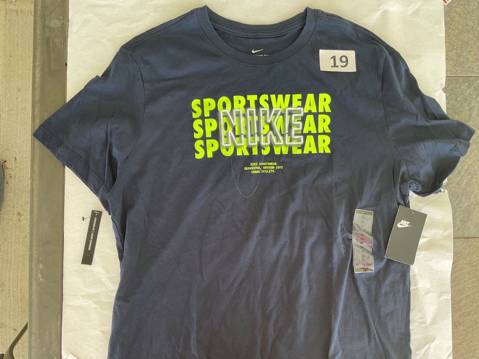 Nike Tee Shirt Short Sleeve Blue Bright Green Sportswear New 100% Cotton