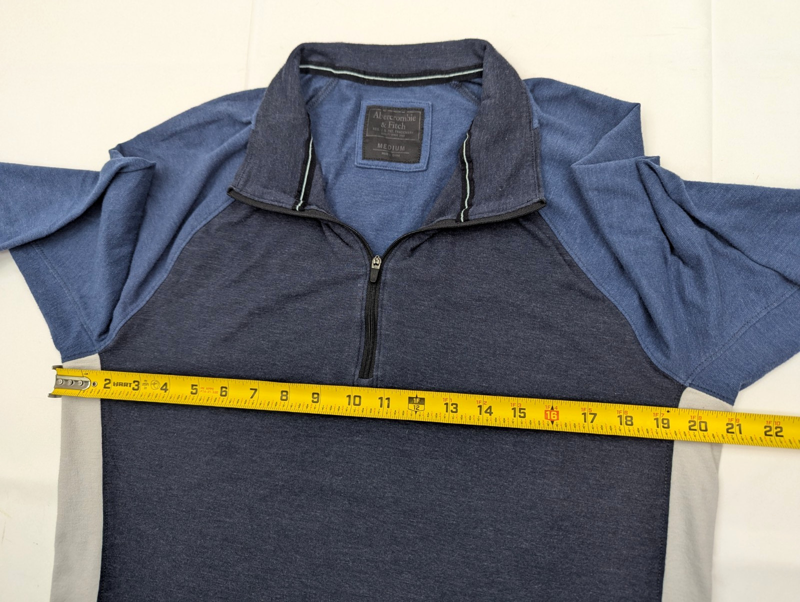 Abercrombie & Fitch 1/4 Zip Lightweight Pullover Shirt Sweater, Men M, Blue EUC