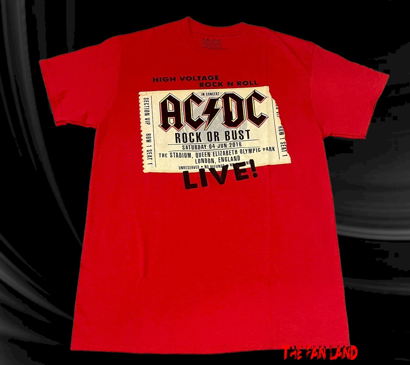 New AC/DC Rock Or Bust Red London England Vintage Concert T-shirt