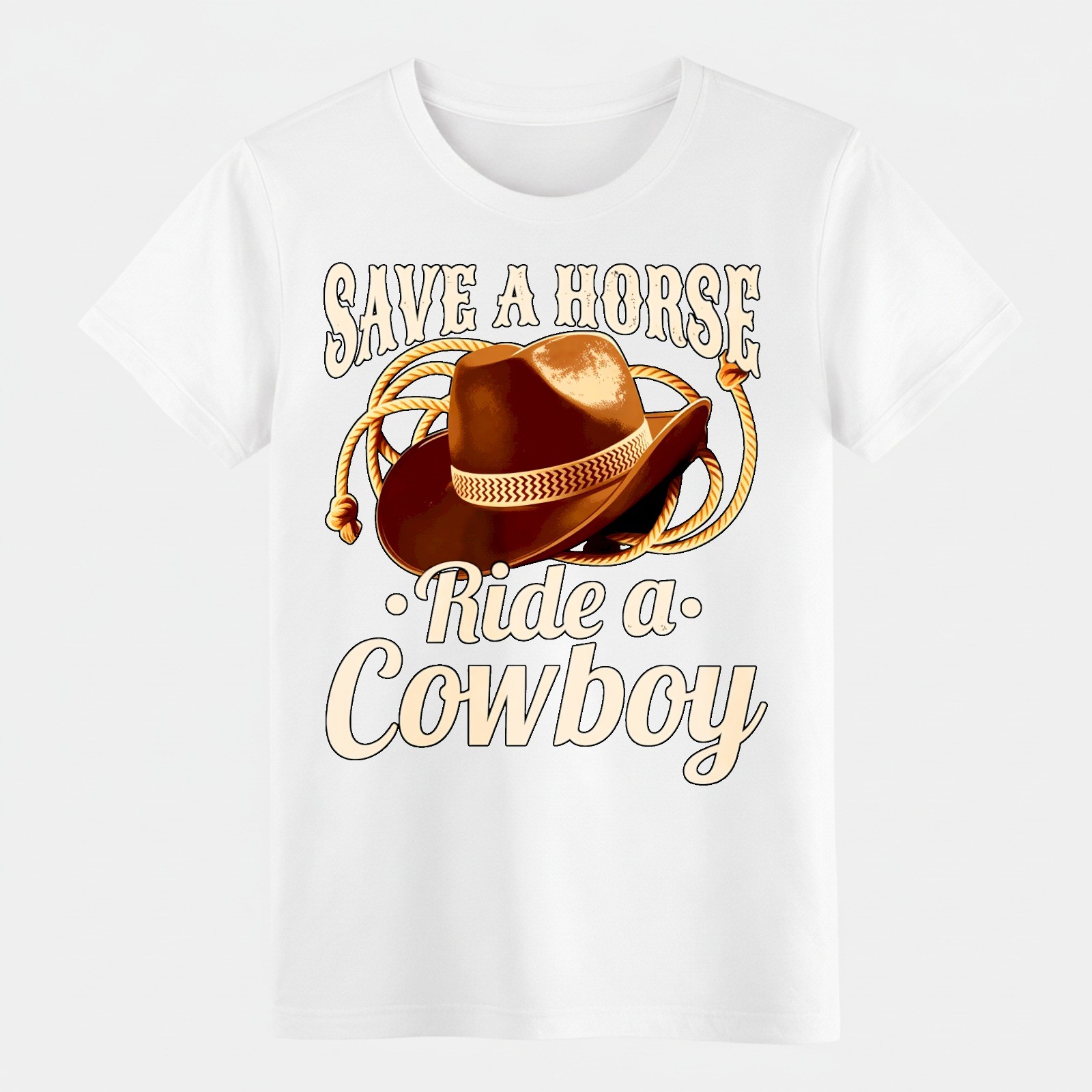 “Save a Horse Ride a Cowboy”Adjustable Casual T-Shirt,Western Cowboy Graphic Tee