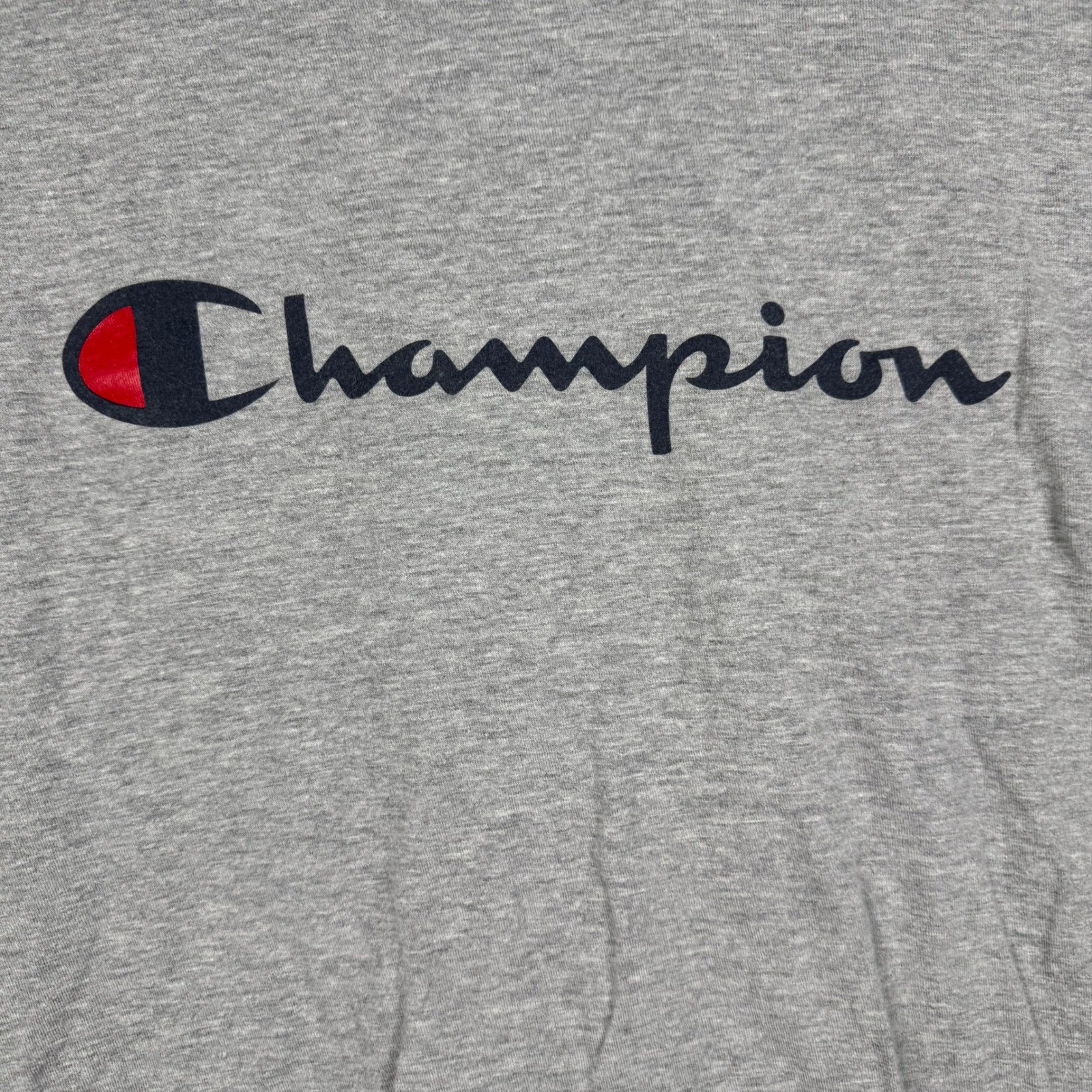 Champion Mens Long Sleeve Script Logo T-Shirt Heather Gray AJ3442 Size L