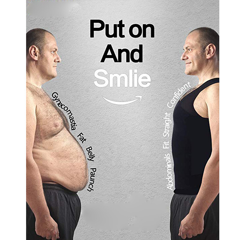Men’s Seamless Slimming Body Shaper Vest Abdomen T-Shirt Compression Sport Top