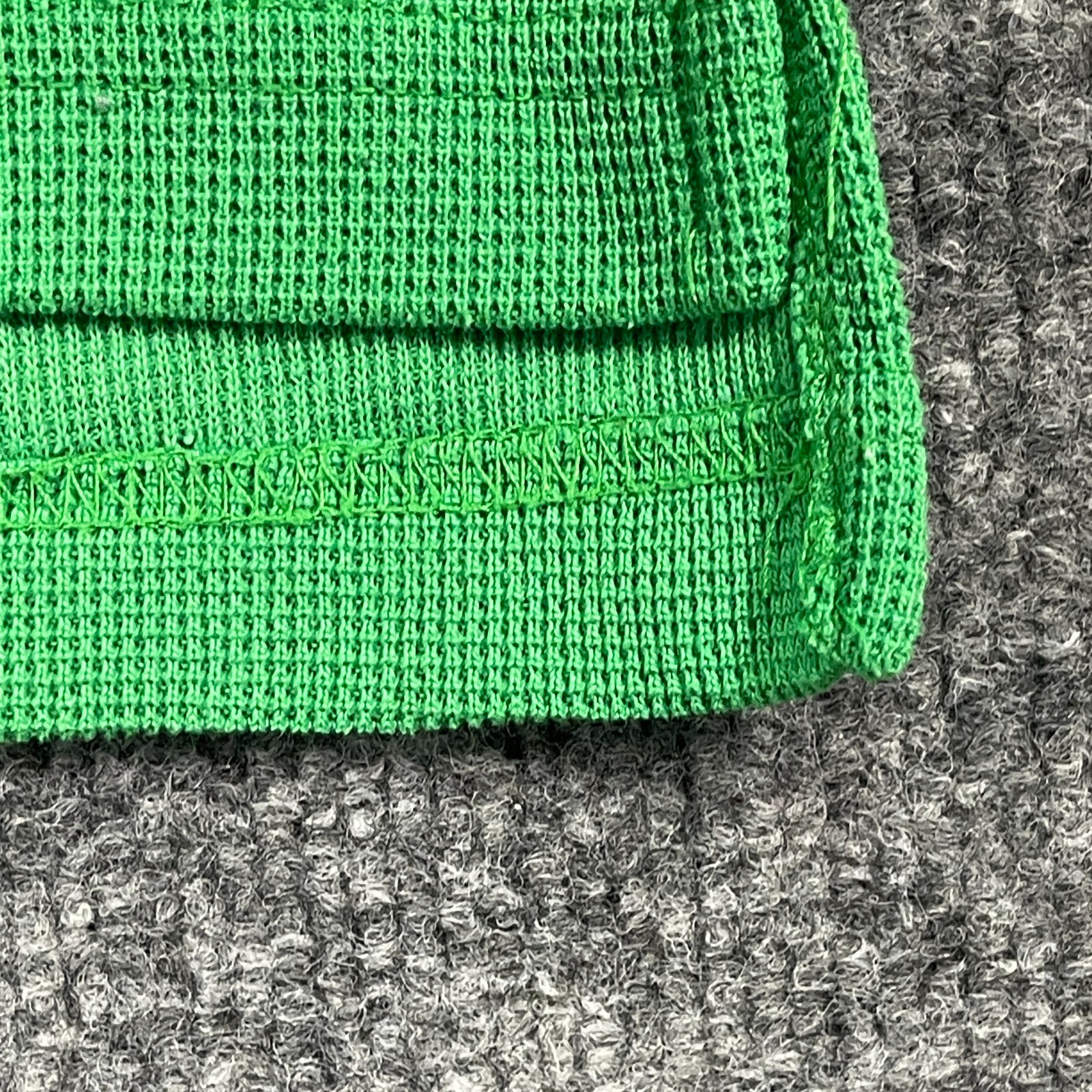 Vintage 80s Hang-Ten Waffle Knit Raglan Shirt TEENS XS 14×18 Green White