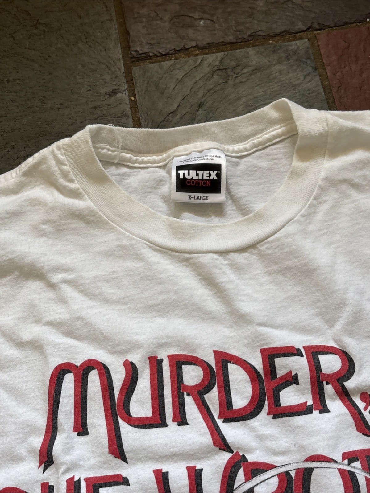 Vintage 1994 Tultex White Murder She Wrote Rare T Shirt Extra Large XL Fast S/H
