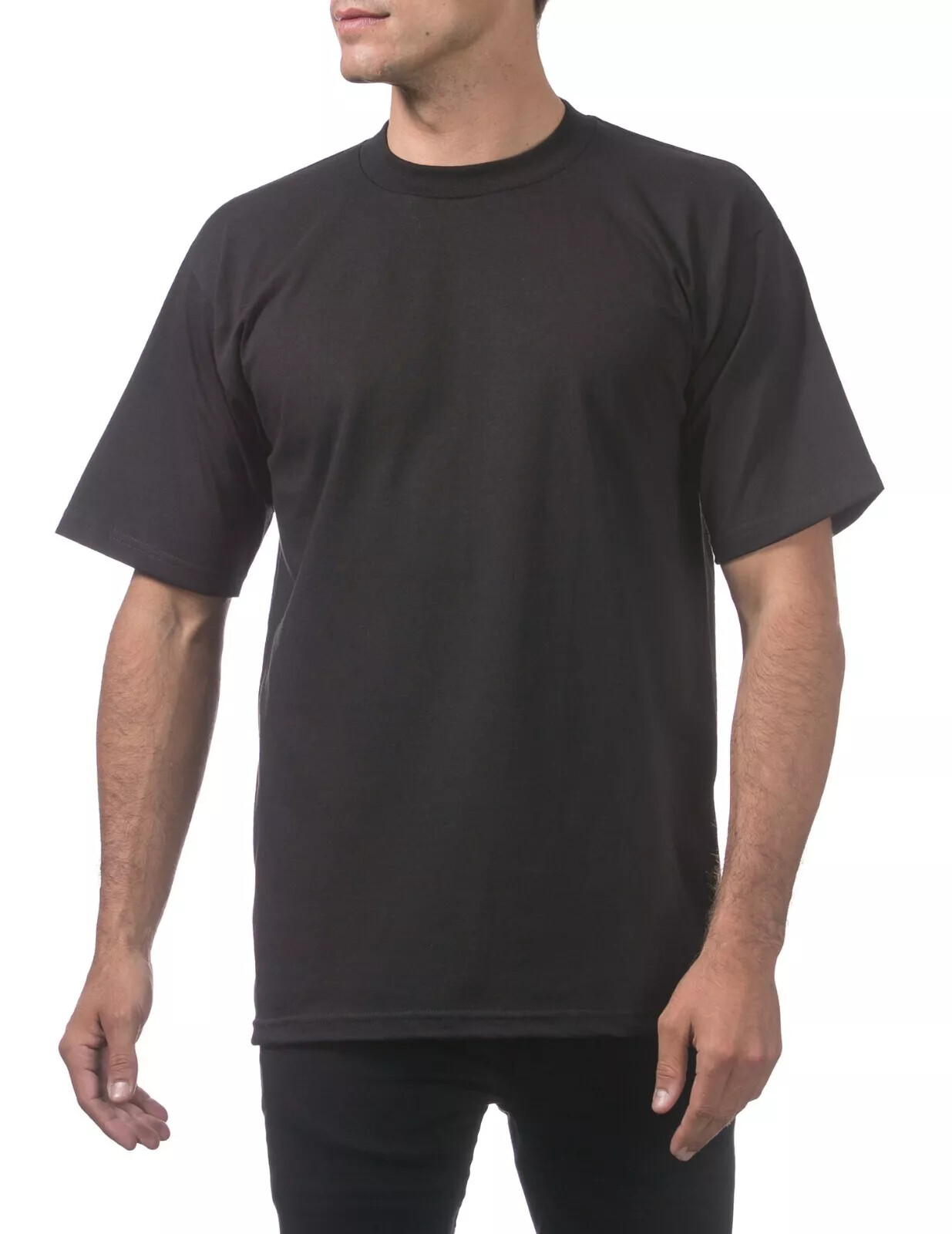 6 Pack ProClub Pro Club Mens Heavyweight Black Short Sleeve T-Shirts Cotton Tees