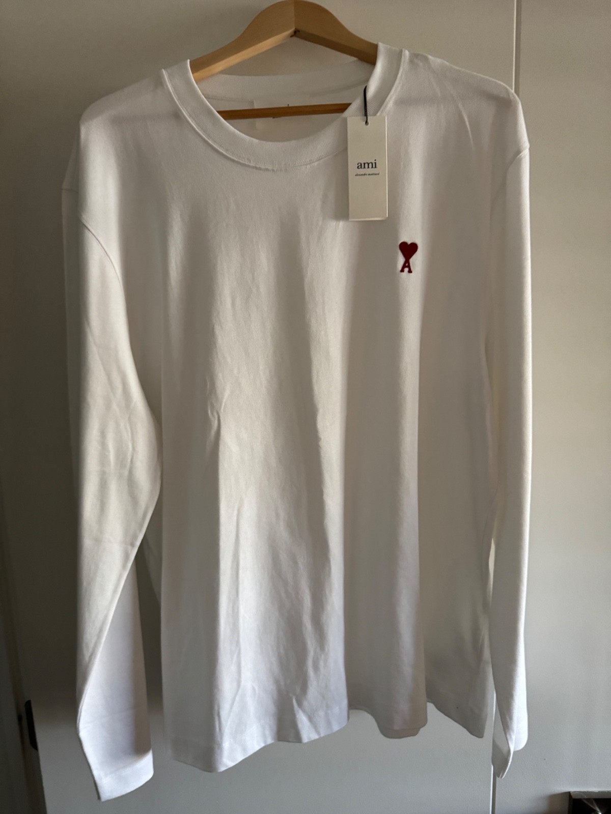 Authentic AMI Paris Long Sleeve T-Shirt NWT Unisex Organic Cotton Made Portugal