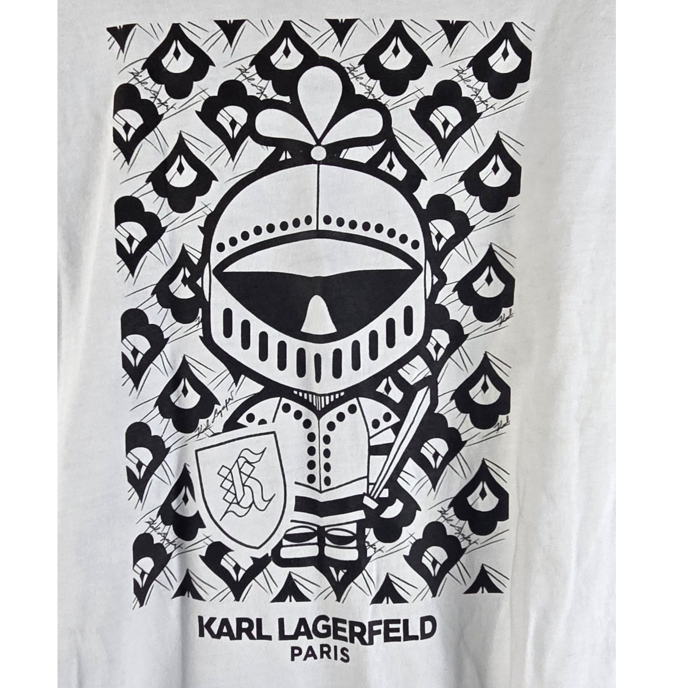 Karl Lagerfeld Paris Mens White Knight Graphic T-Shirt XL Short Sleeve Cotton