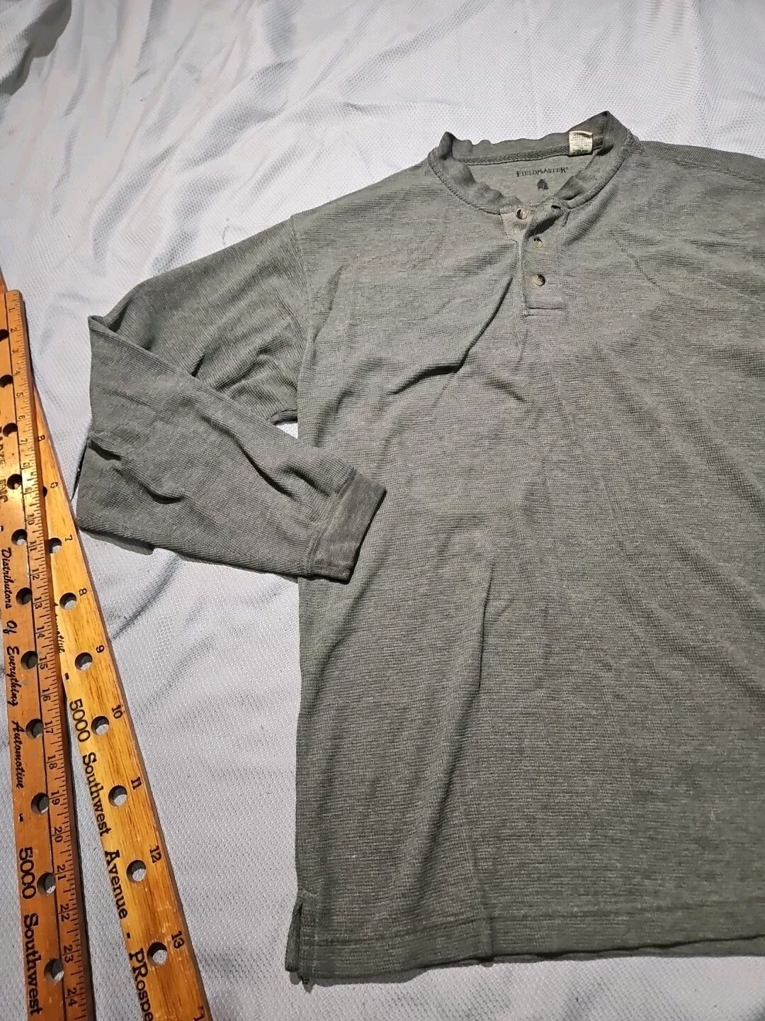 Field Master Shirt Mens Medium Gray Henley Outdoor Casual Daily Preppy Tee