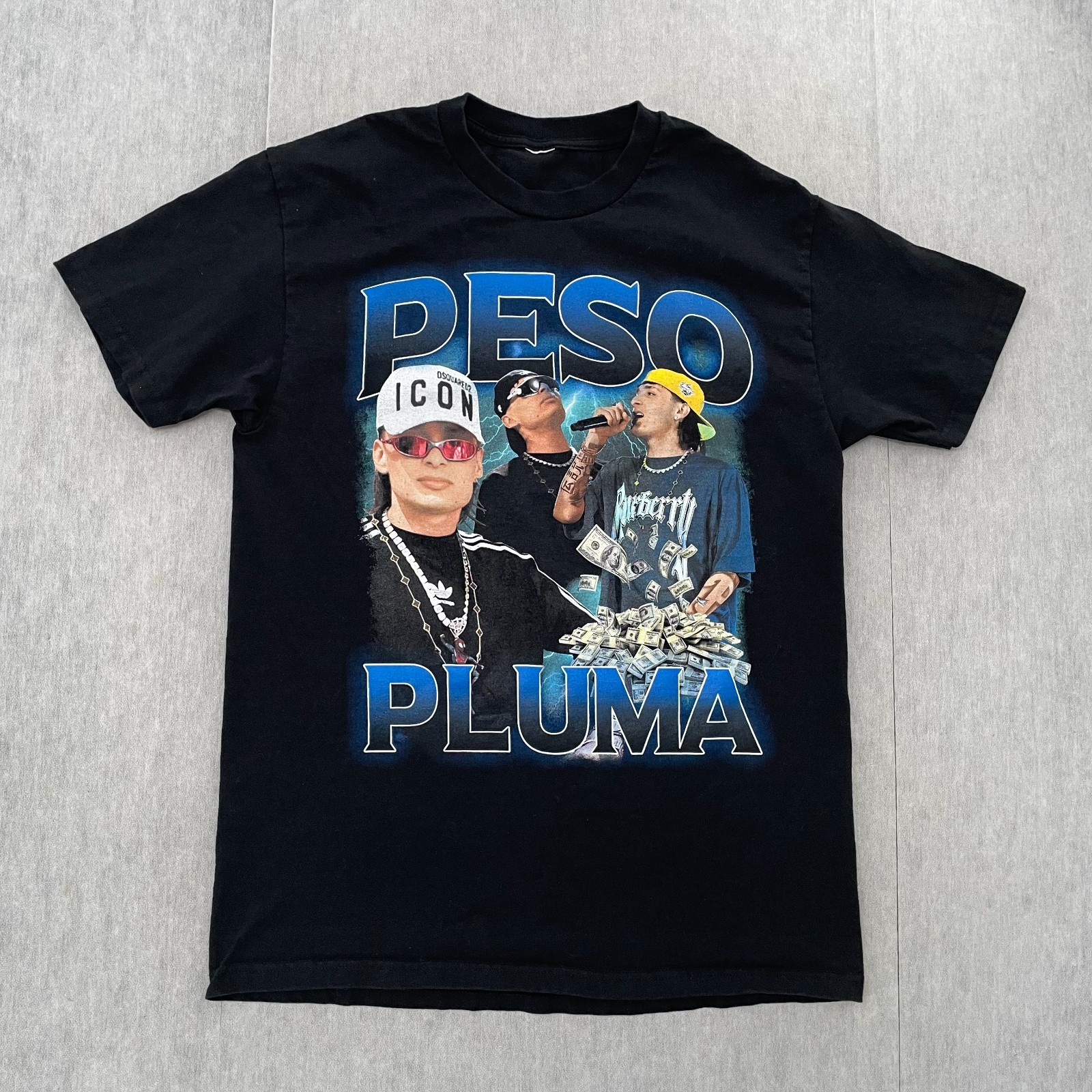Peso Pluma Shirt Adult Medium Black La Doble P Banda Music Graphic Tee Mens M