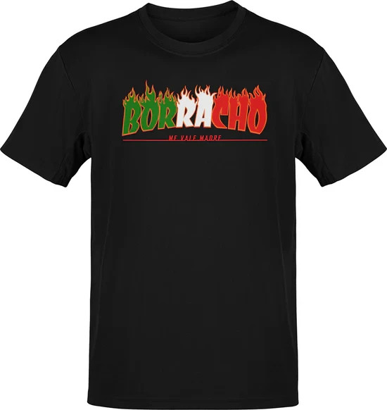 Premium El Borrachoo Tri Color Firme Crew Vintage Mexican Graphic Tee Shirt