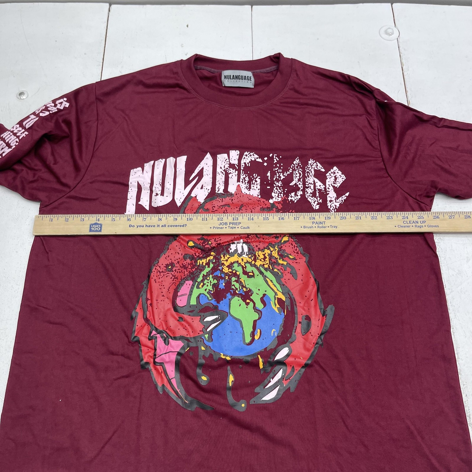 NULANGUAGE Collection Shirt Mens XL Red Long Sleeve World Graphic Tee Streetwear