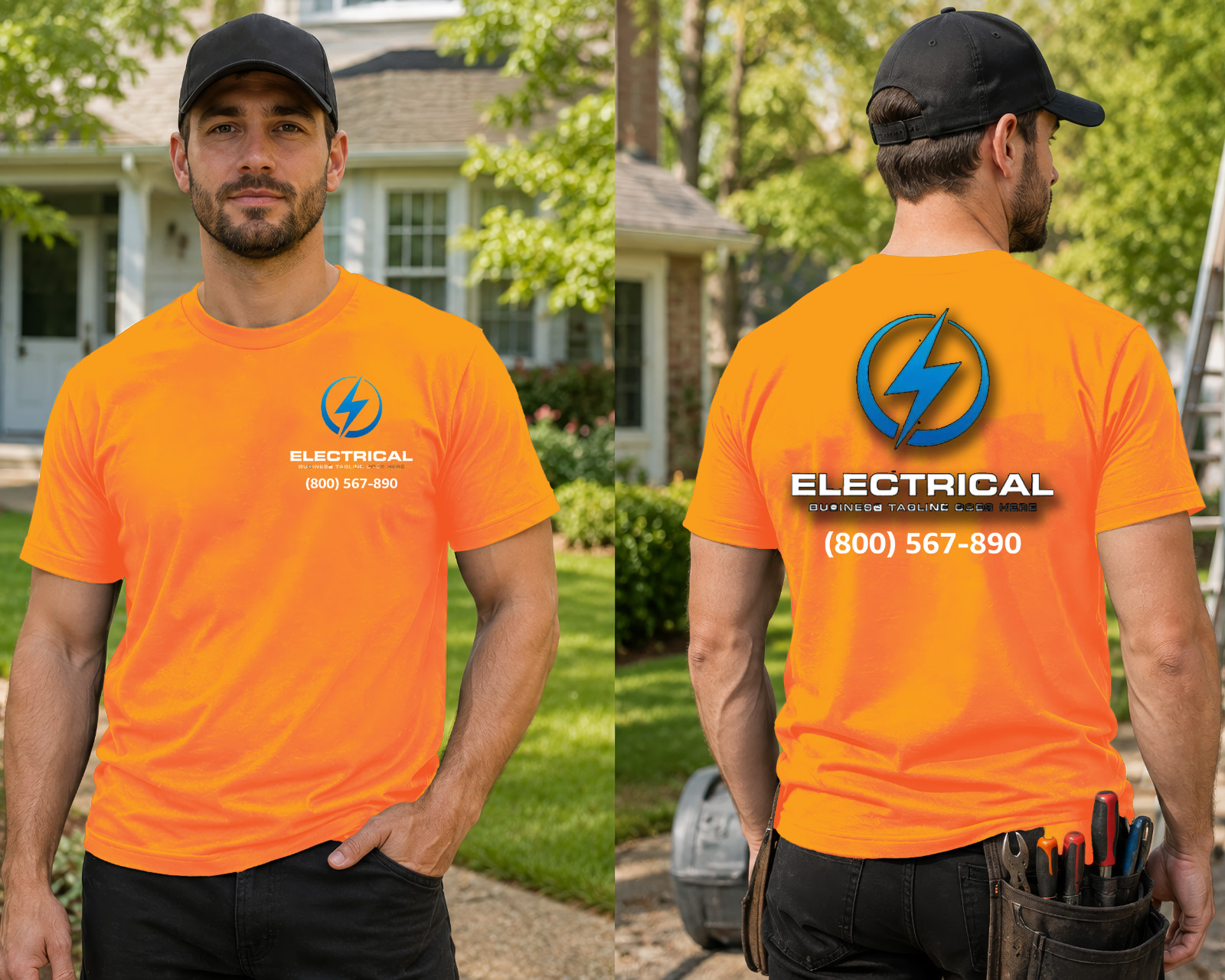 Mens Custom Electrician Work T Shirt Personalized Company Logo Trade Uniform Tee