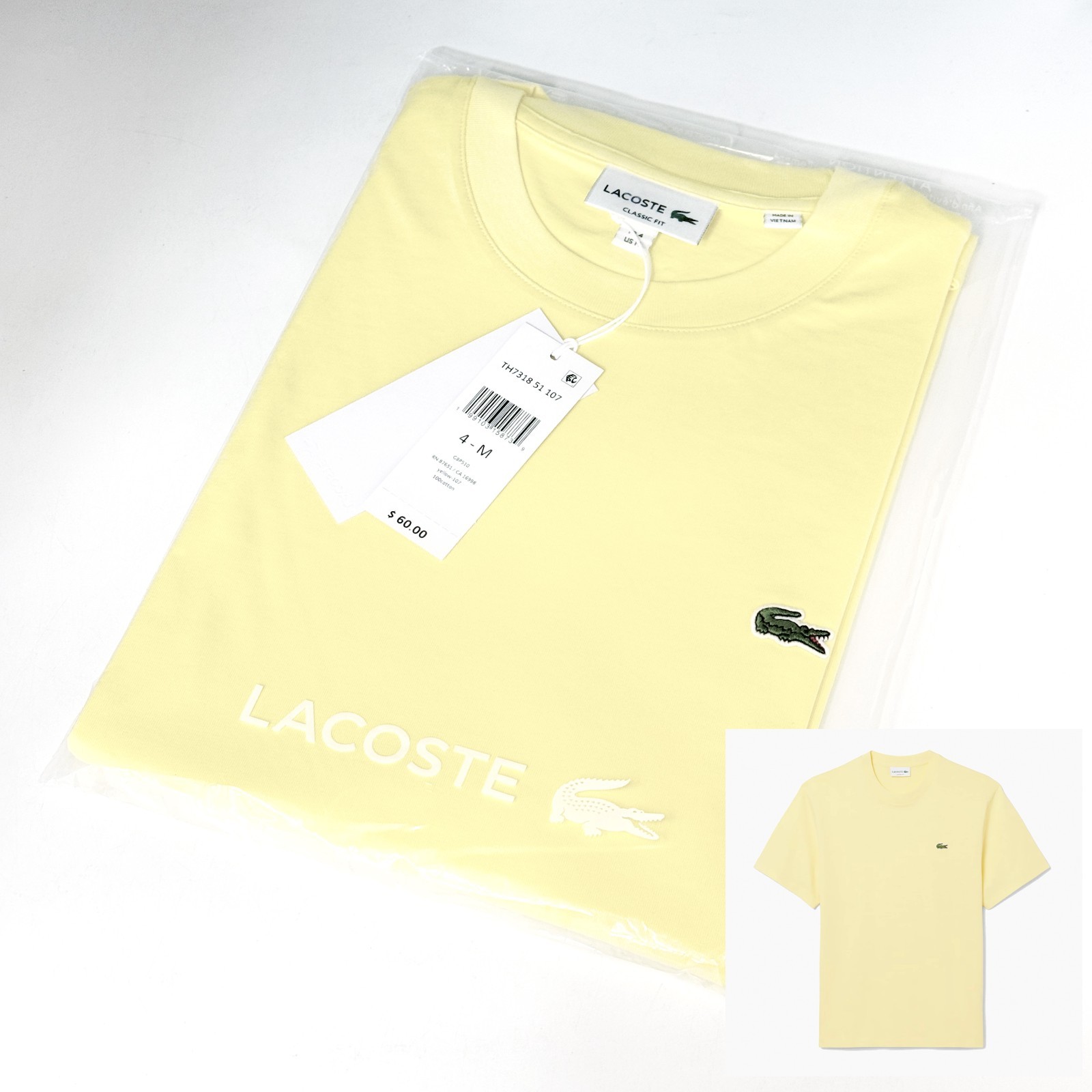 *NEW* Men’s Lacoste Cotton T-shirt YELLOW (TH7318 107) 👍