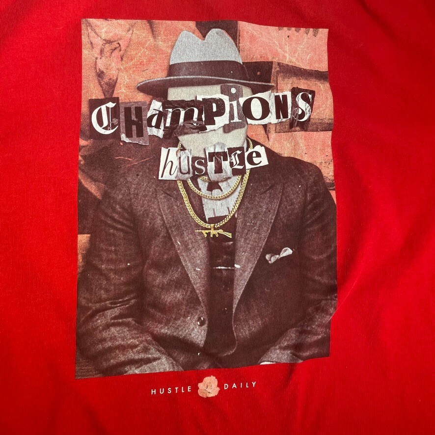 Muerte Hustle Daily Champions Graphic T-Shirt 3XL Red Hip Hop Streetwear Mens
