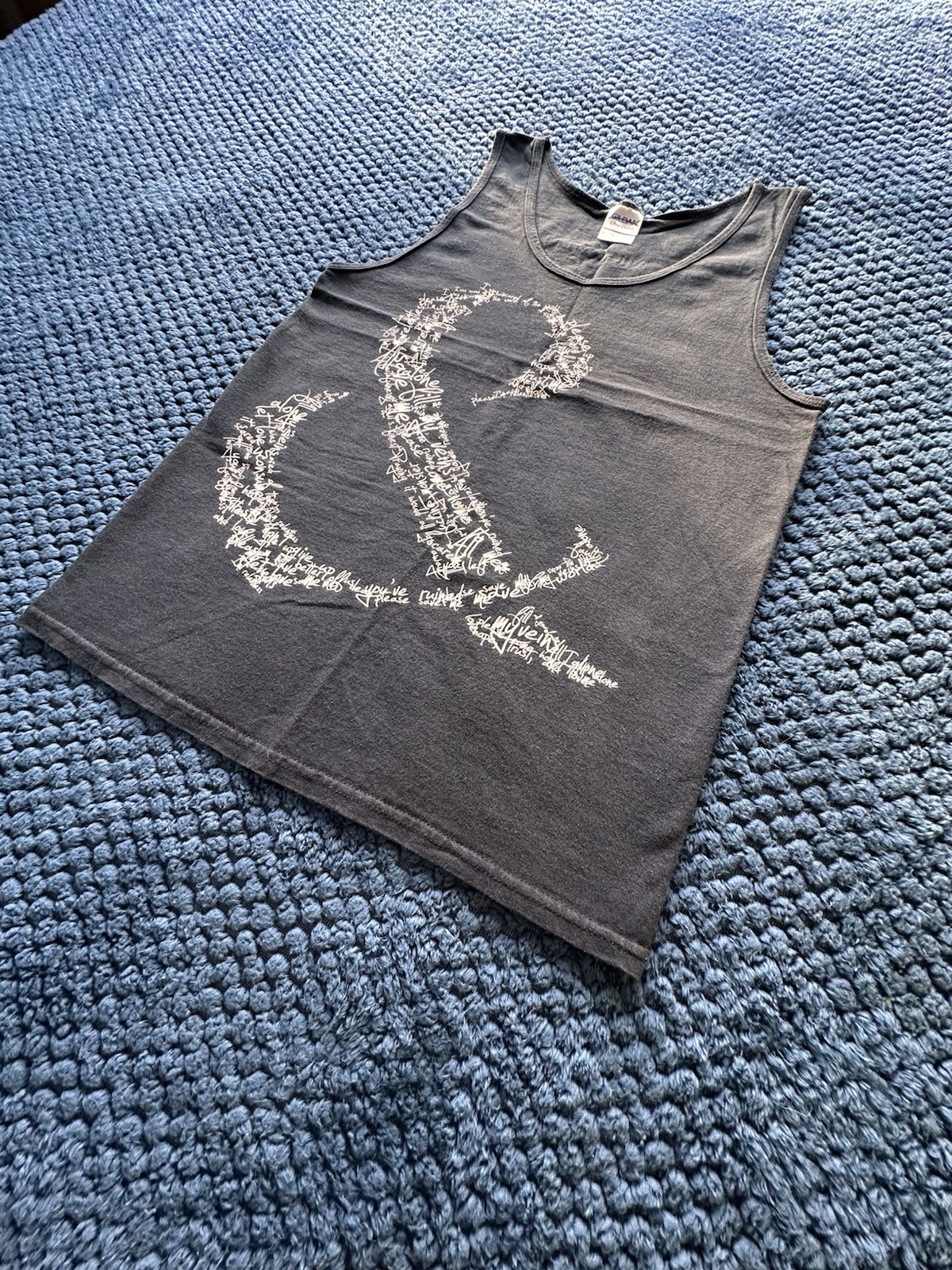 Gildan Ultra Cotton Of Mice & Men Band Graphic Gray Tank Top Scoop Neck S