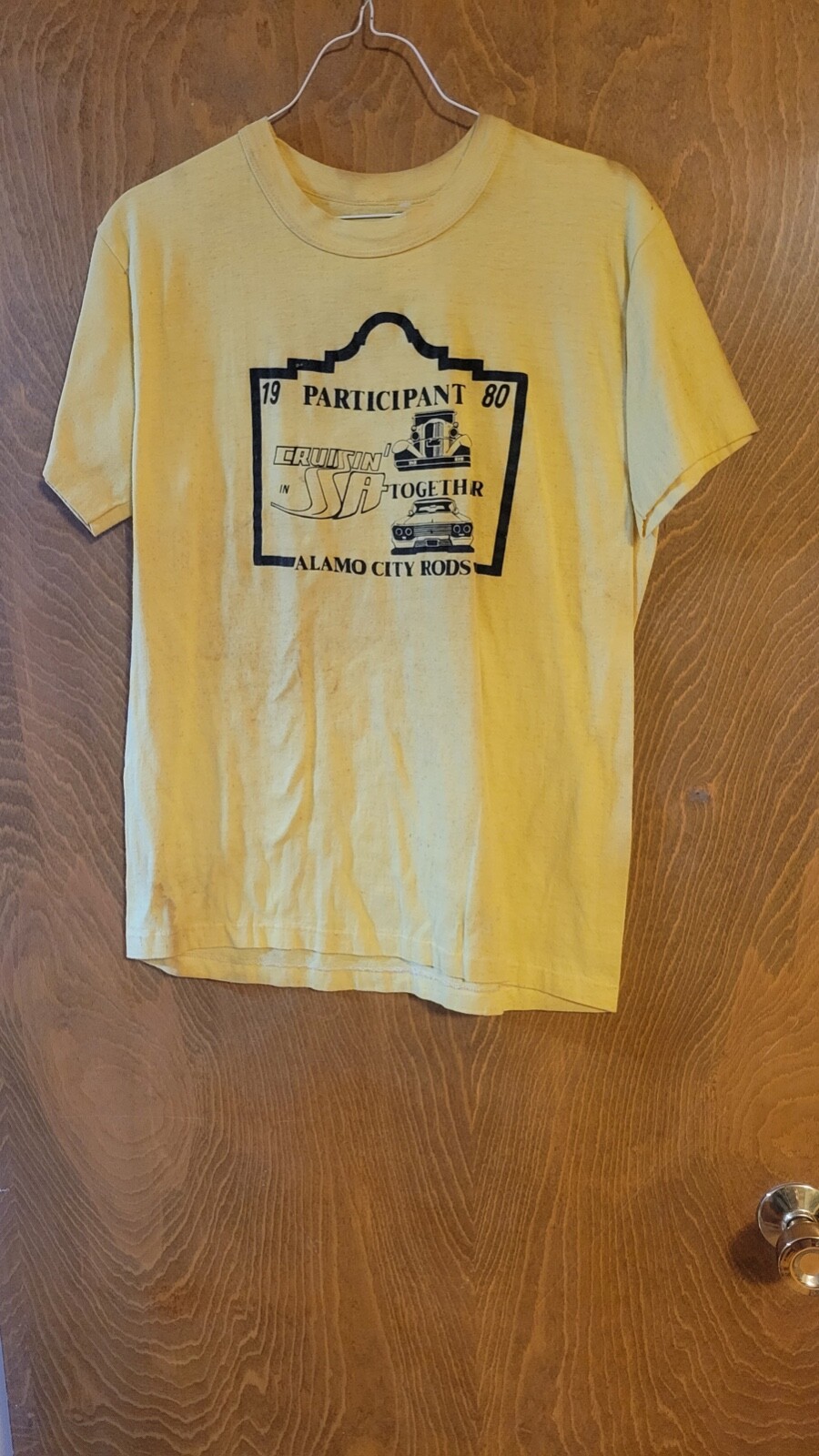 Vtg T Shirt Drag Race Hot Rods Med 1980 Participant Cruising in SA TX Barrett