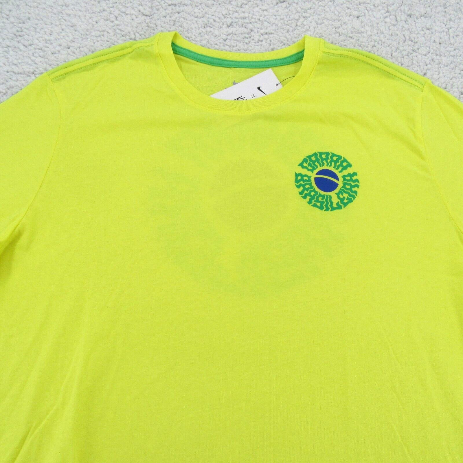 Nike Brazil Voice Graphic T-Shirt Men’s Size Large Dynamic Yellow NEW DH7662-740