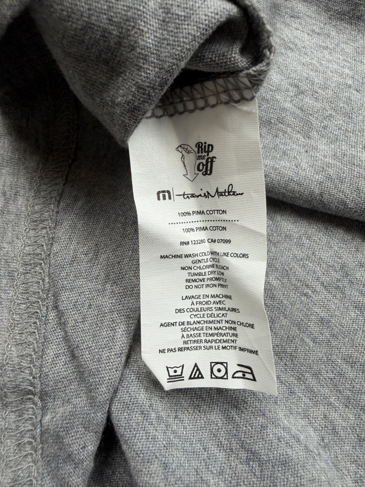Travis Mathew Graphic T Shirt Mens Large Gray Star Stripes Pima Cotton Logo Flag