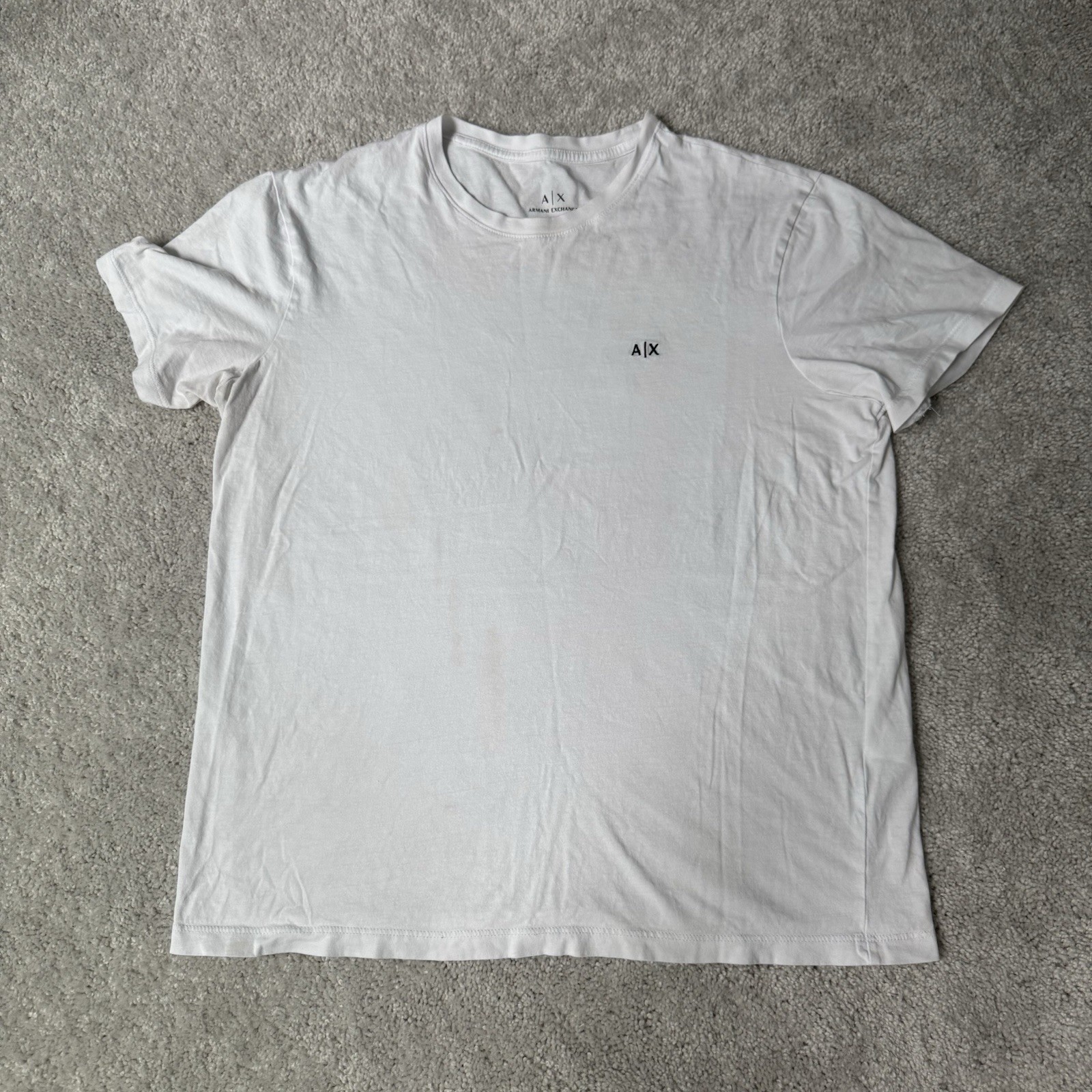 Armani Exchange White Solid Logo Crew Neck T-Shirt Mens S Regular Slim Fit