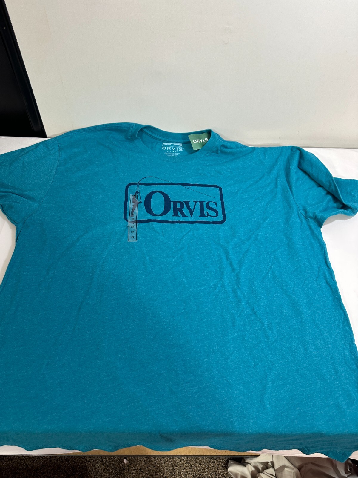 Orvis Bent Rod Badge T-Shirt Men’s S Blue/Teal Short Sleeve New