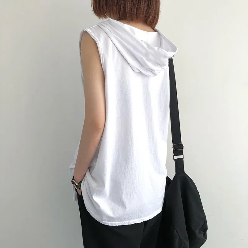 Solid Color Men’s Tank Tops Vest Sleeveless Tees For Male Hooded