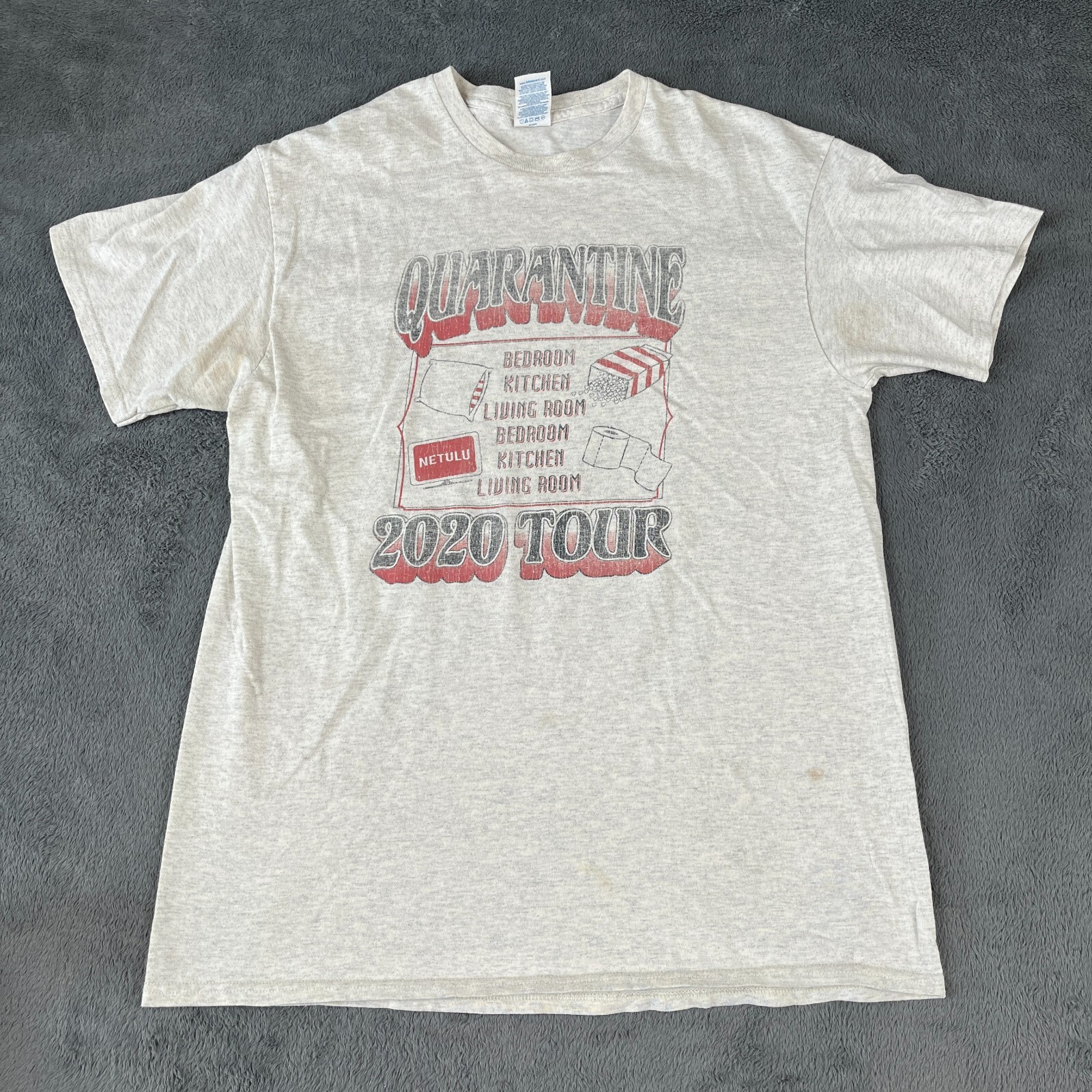 2020 Quarantine Tour T-Shirt Unisex Size Large Gray Covid Shirt Funny