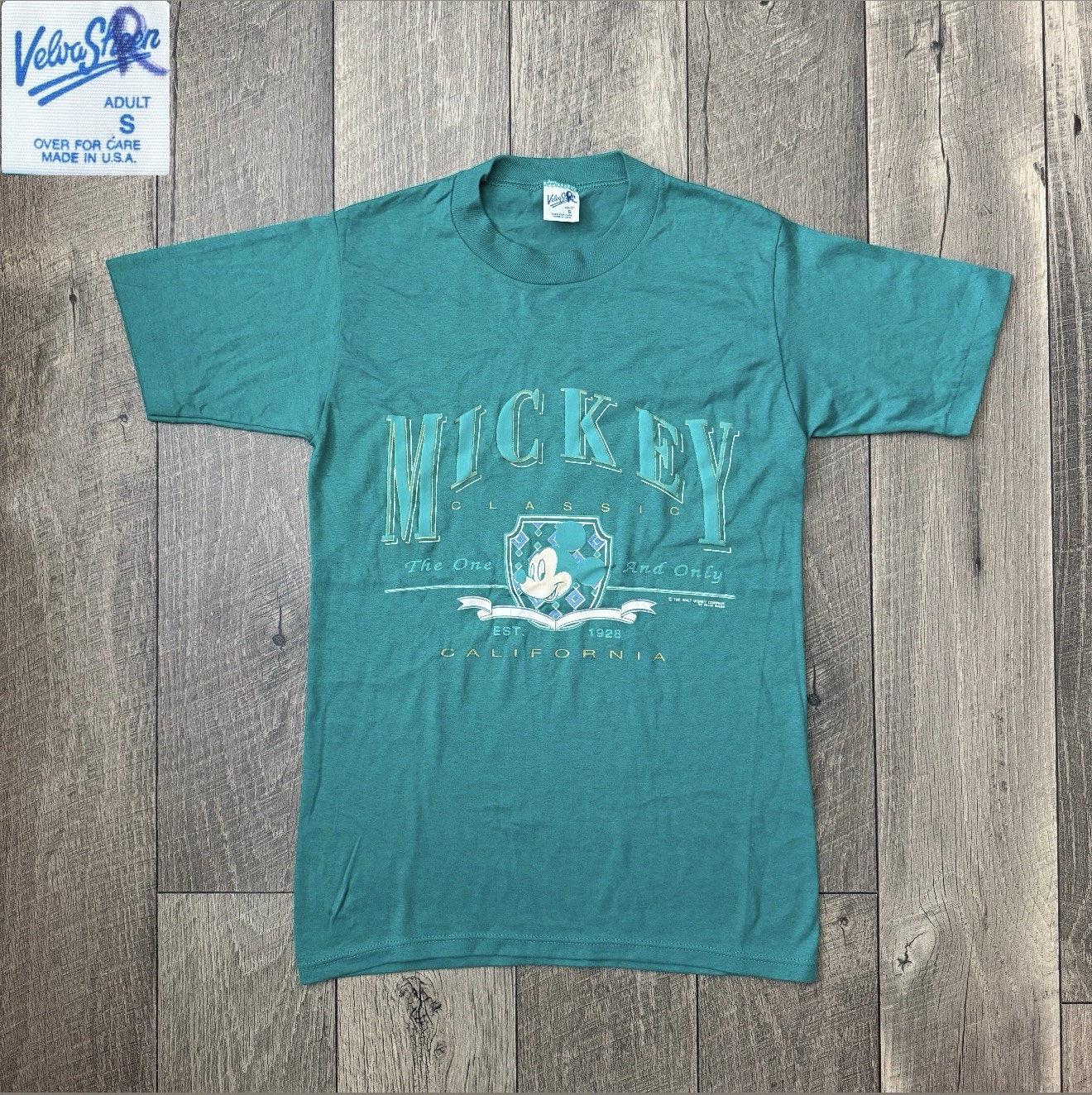 VTG 90s Disney Mickey Mouse Classic California Velva Sheen USA T-Shirt Mens Sz S