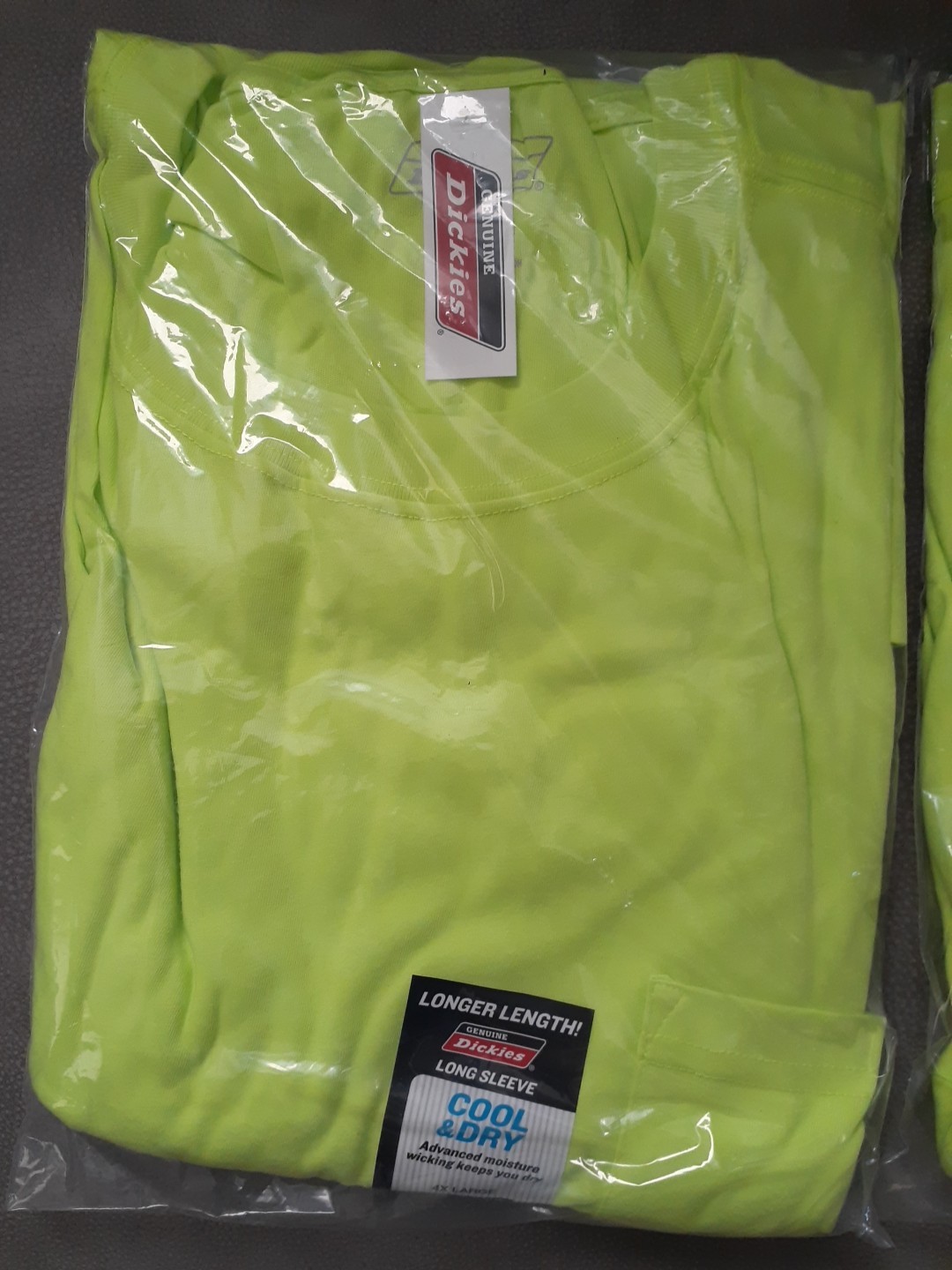 Dickies Men’s High Visibility Long Sleeve Tee 4X Large Cool & Dry 2 Pack