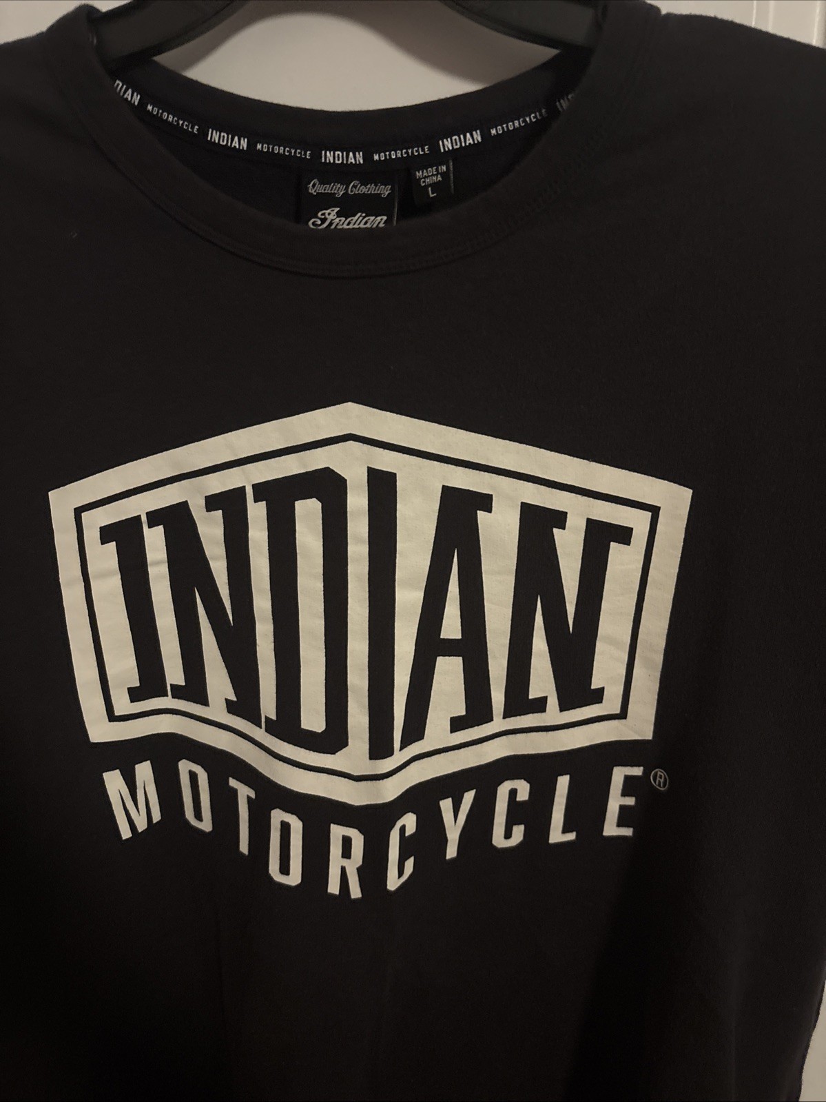 Vintage Indian Motorcycle Front Logo Print 100% Cotton Mens Large Streetwear