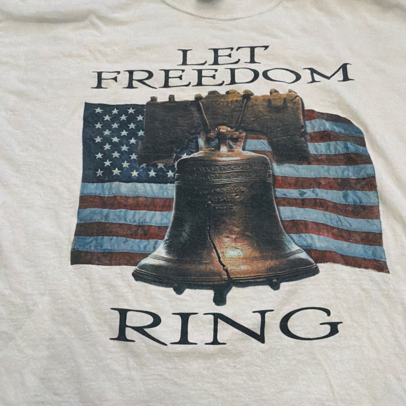Vintage M&O Knits Heavyweight Preshrunk XL White Crewneck “Let Freedom Ring”